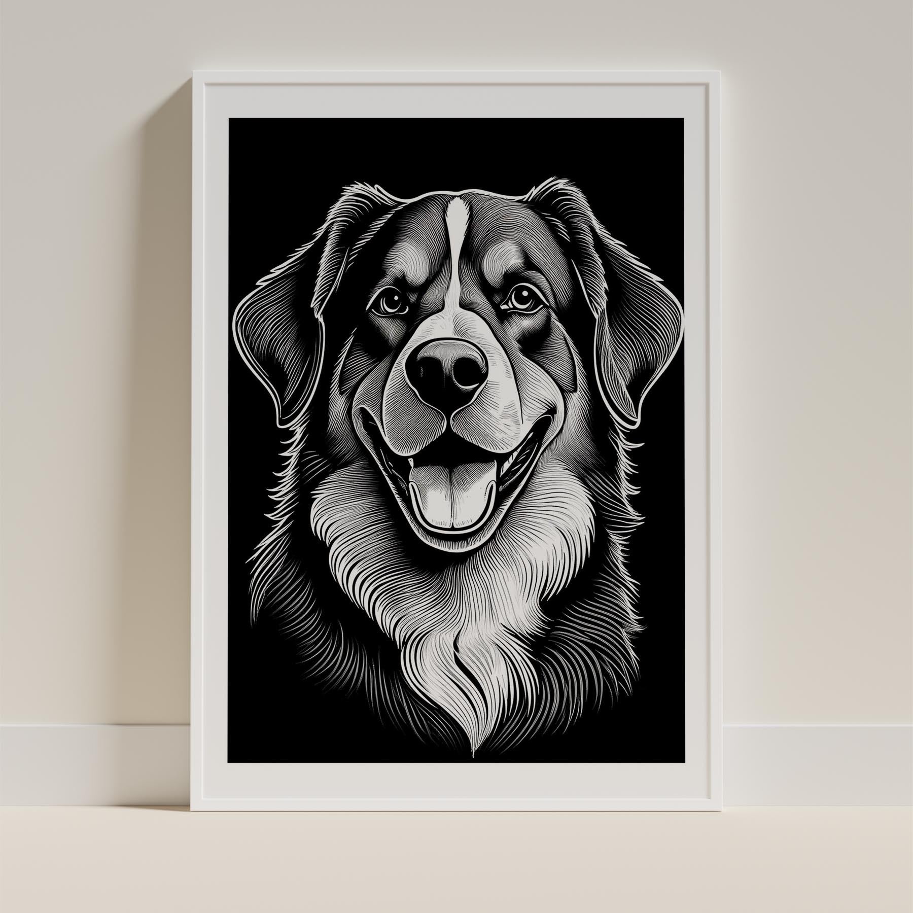 Bernese Mountain Dog Line Dog Series in Black and White image 9