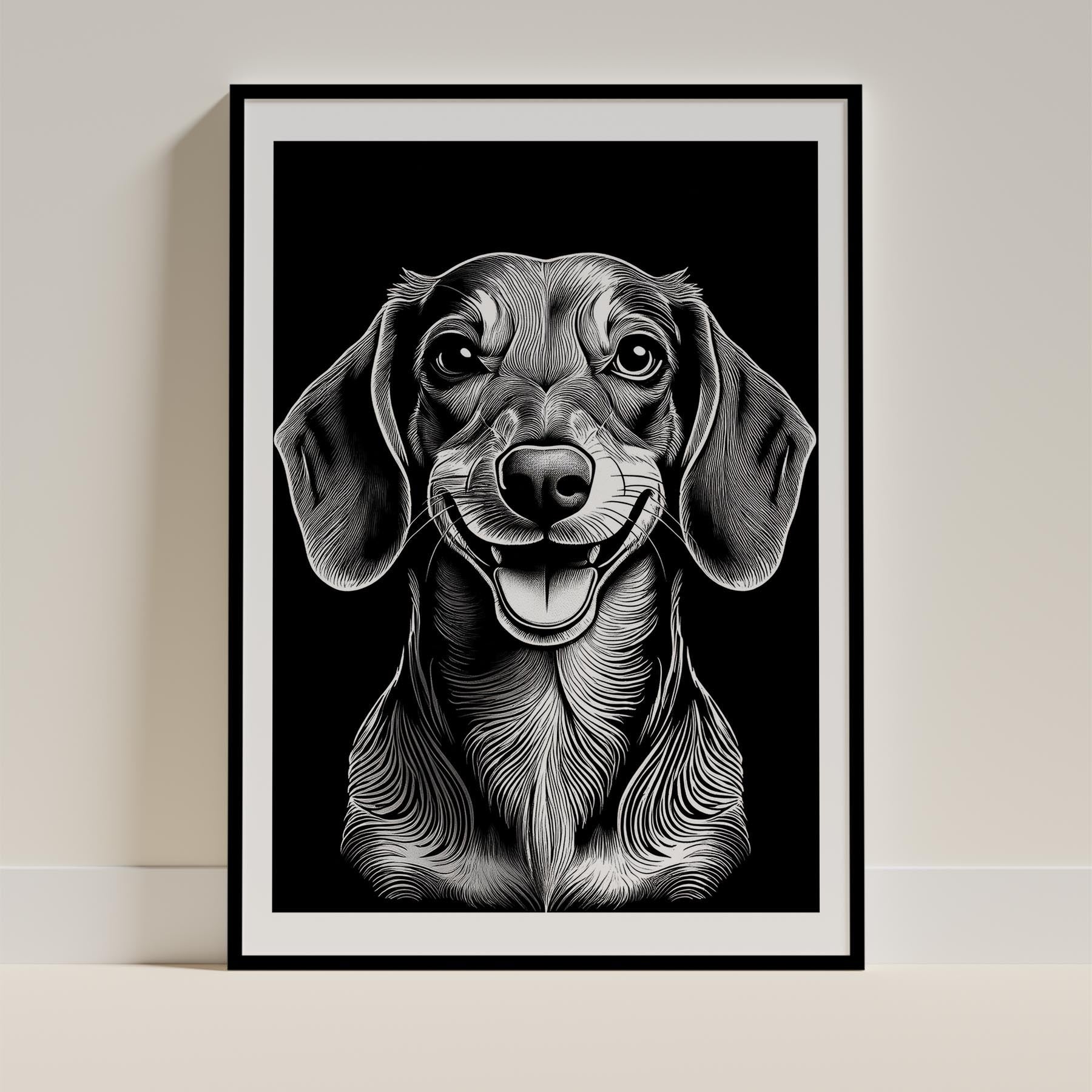 Dachshund Line Dog Series in Black and White image 0