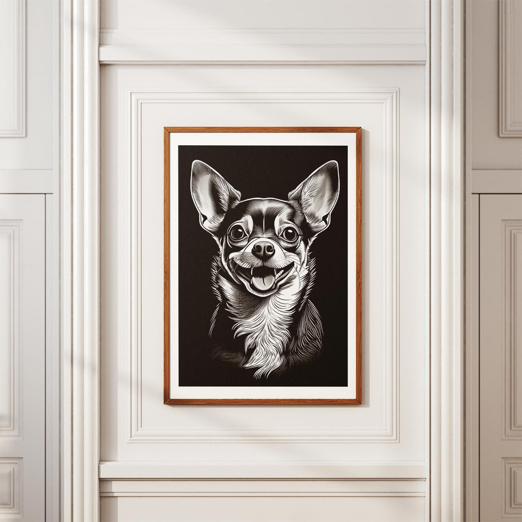 Chihuahua Line Dog Series in Black and White image 3