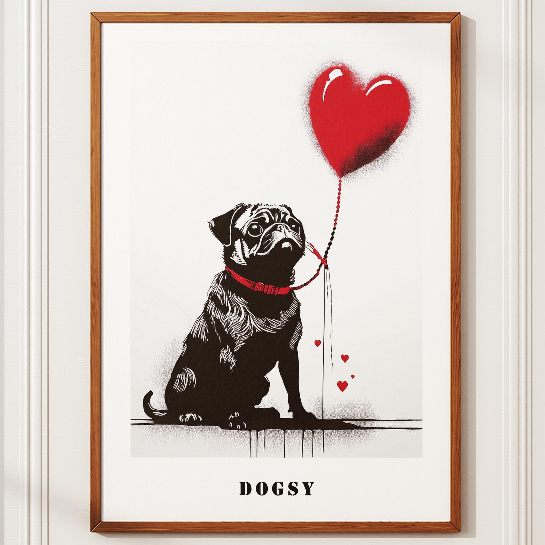 Pug DOGSY Series inspired by the Art of Banksy with text Dogsy image 10