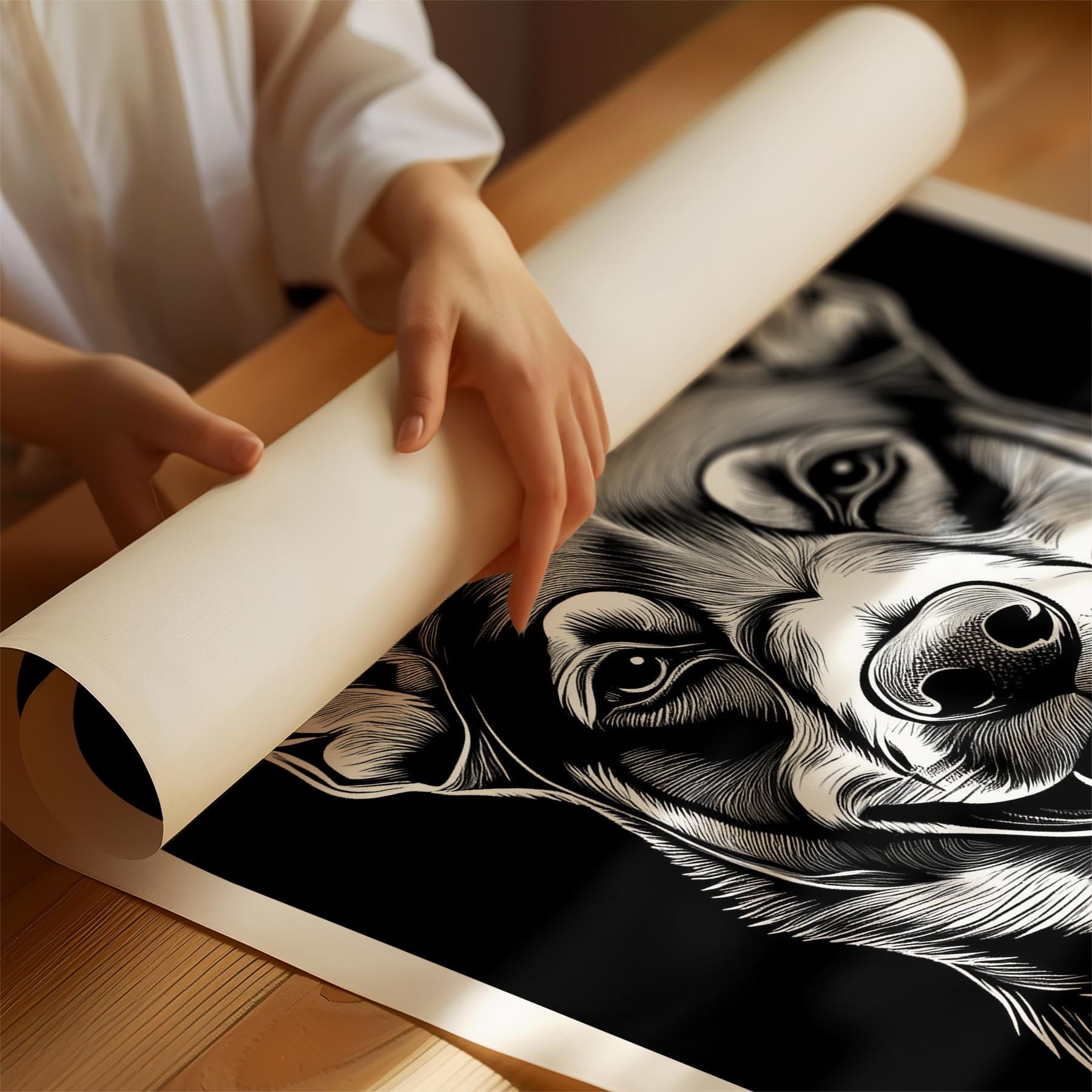 Kelpie Line Dog Series in Black and White image 1