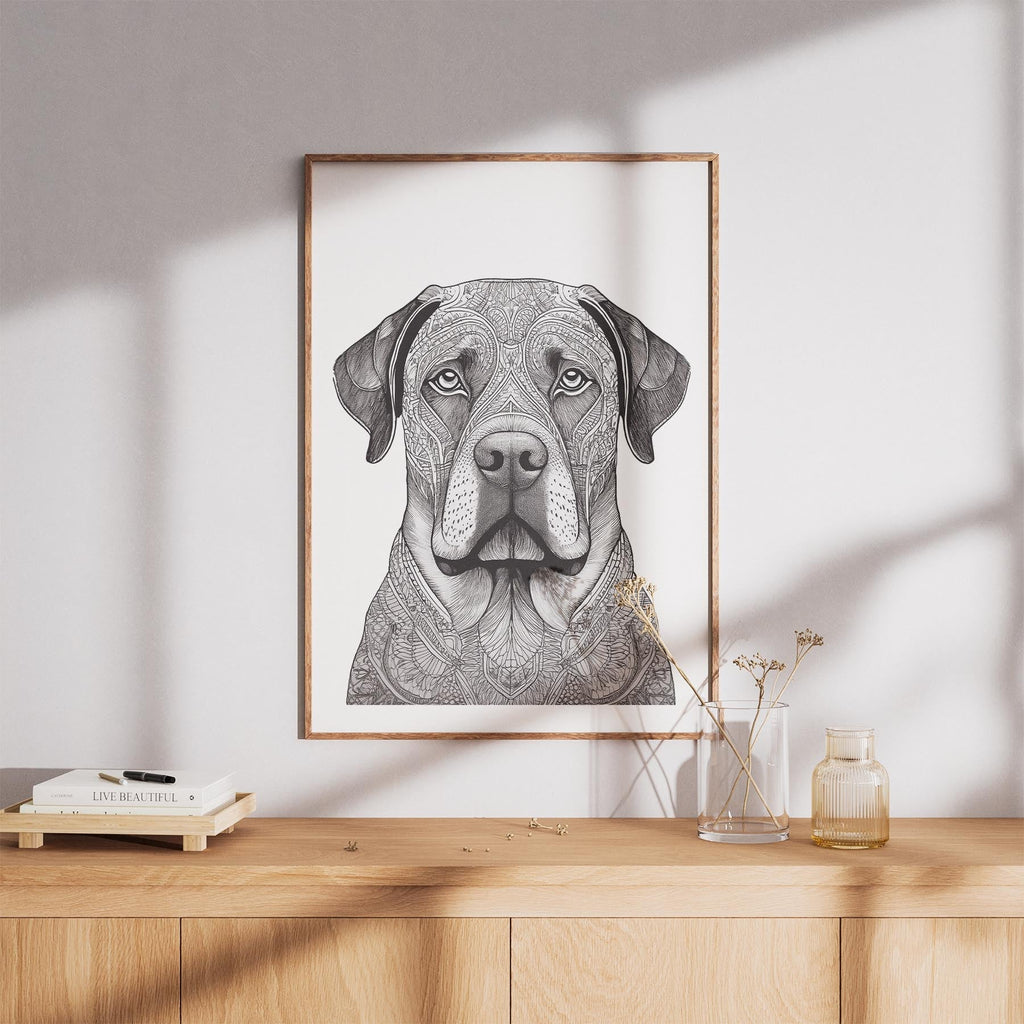 Mastiff Mandala Black and White Dog Series image 8