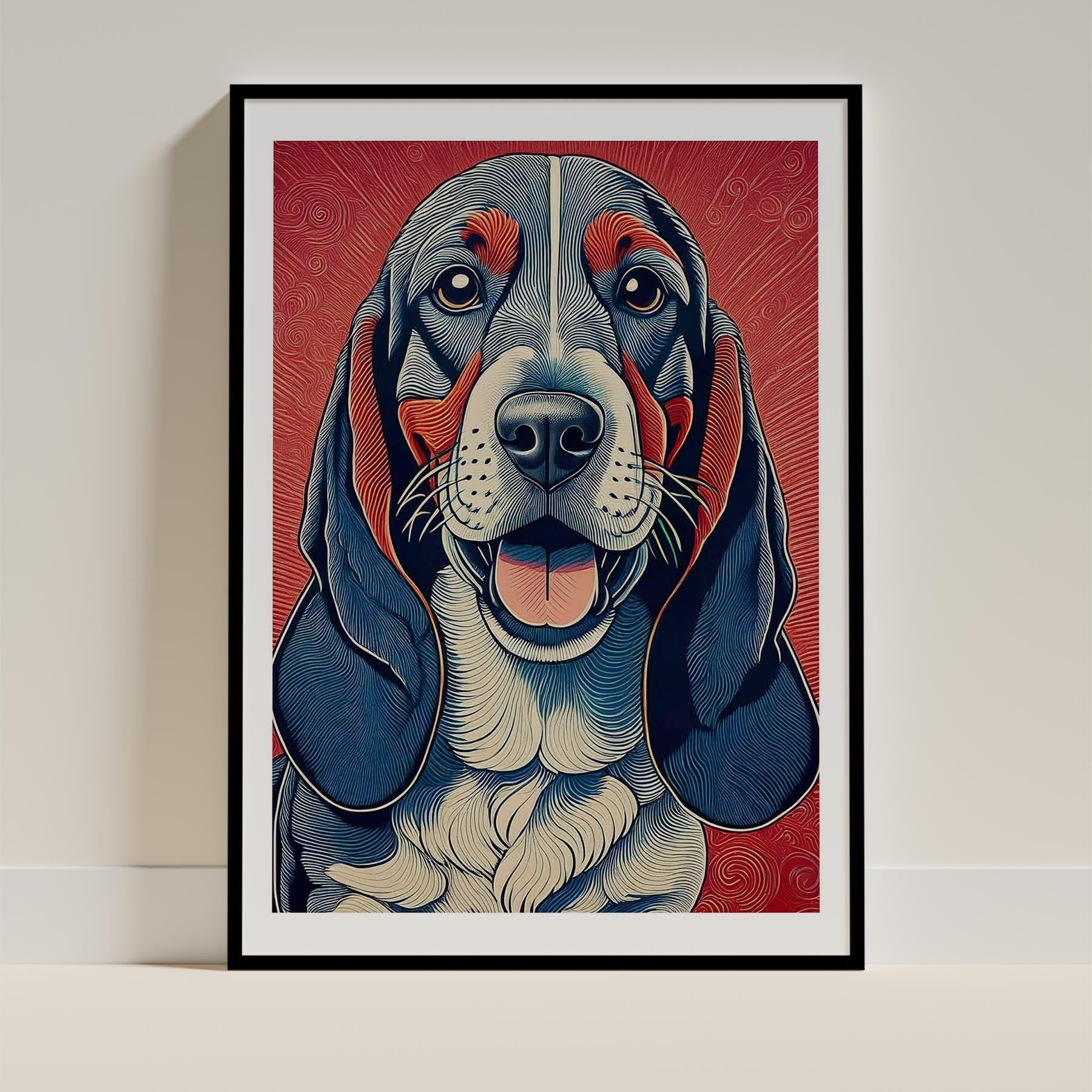 Basset Hound Hokusai Japanese Inspired Dog Series image 0