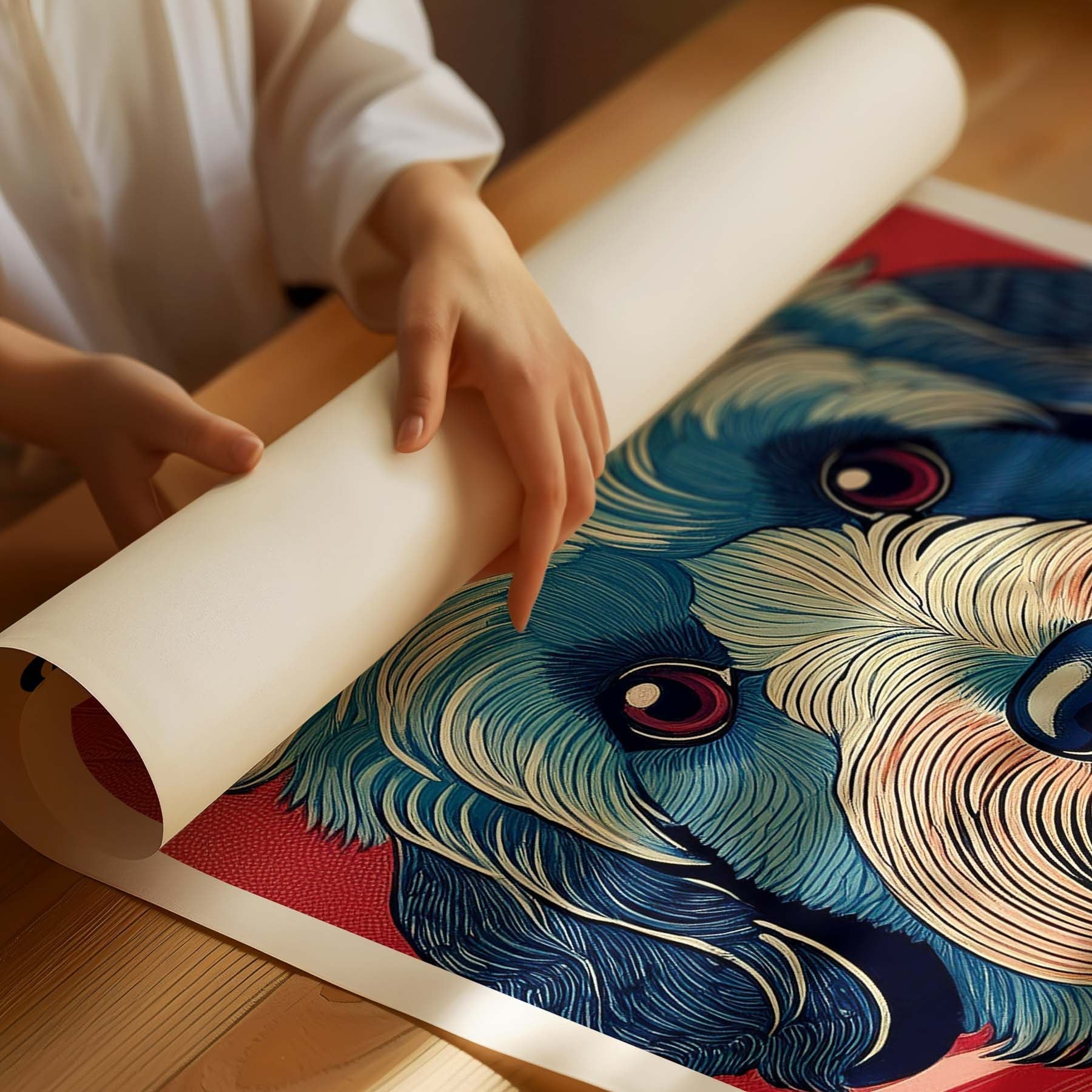 Groodle Hokusai Japanese Inspired Dog Series with Text image 1