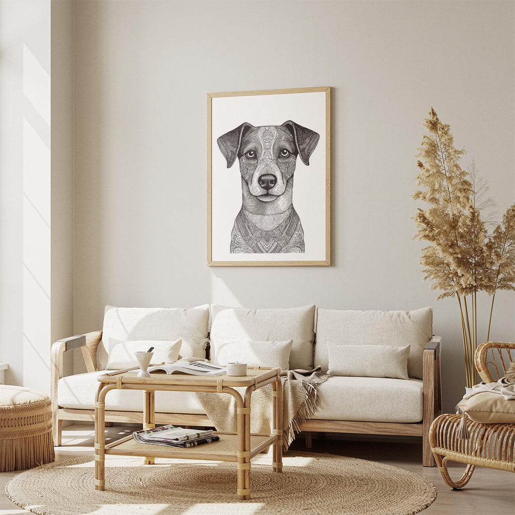 Jack Russell Mandala Black and White Dog Series image 2