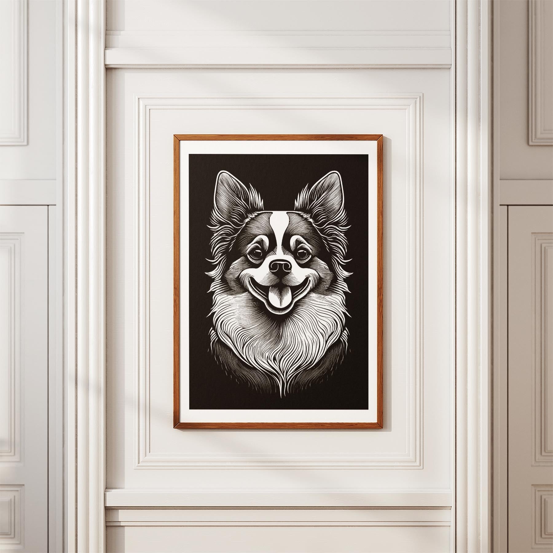 Japanese Chin Line Dog Series in Black and White image 3