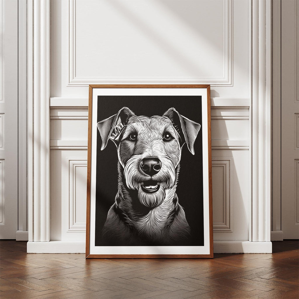 Airedale Line Dog Series in Black and White image 4