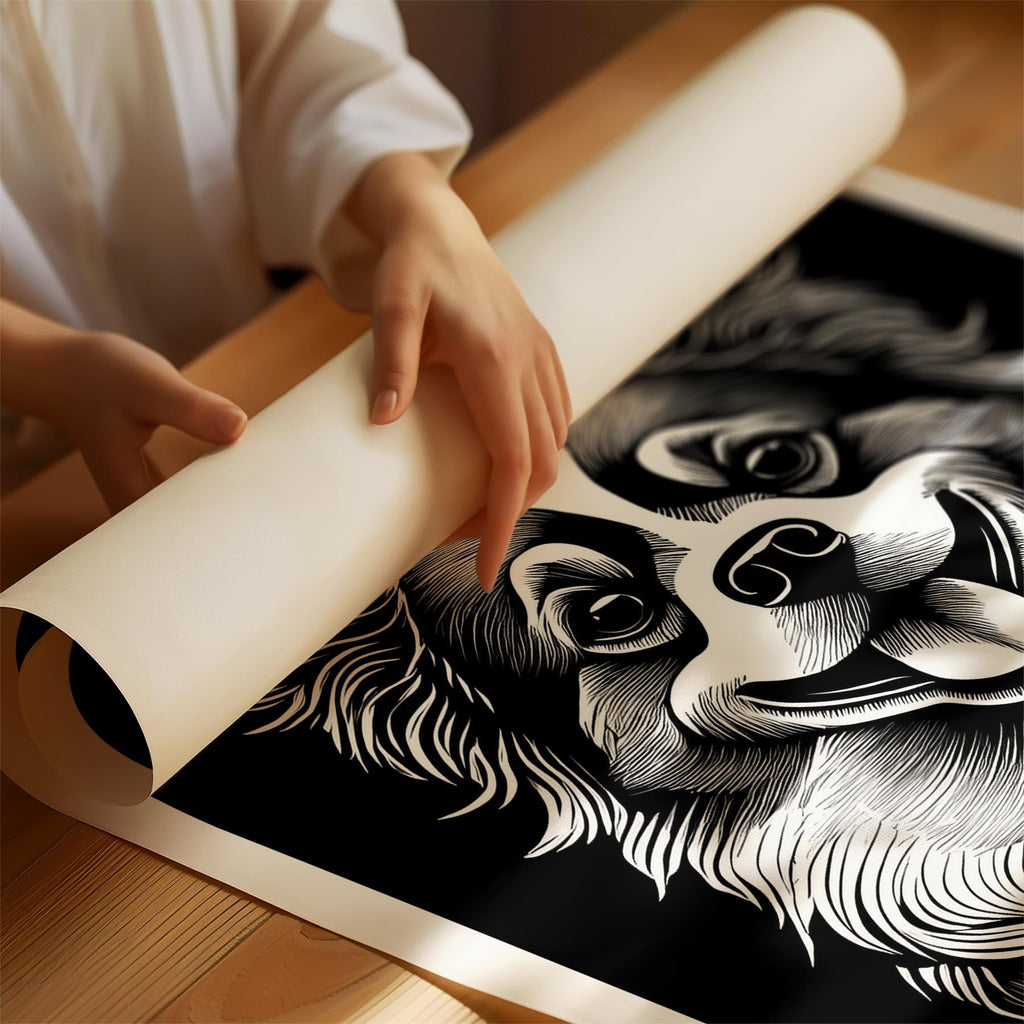 Japanese Chin Line Dog Series in Black and White image 1