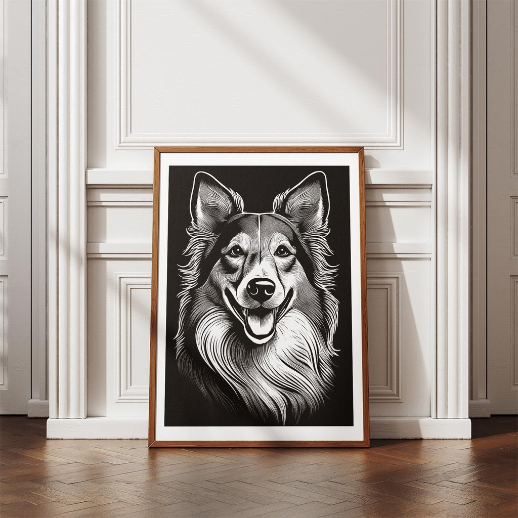 Rough Smooth Collie Line Dog Series in Black and White image 4
