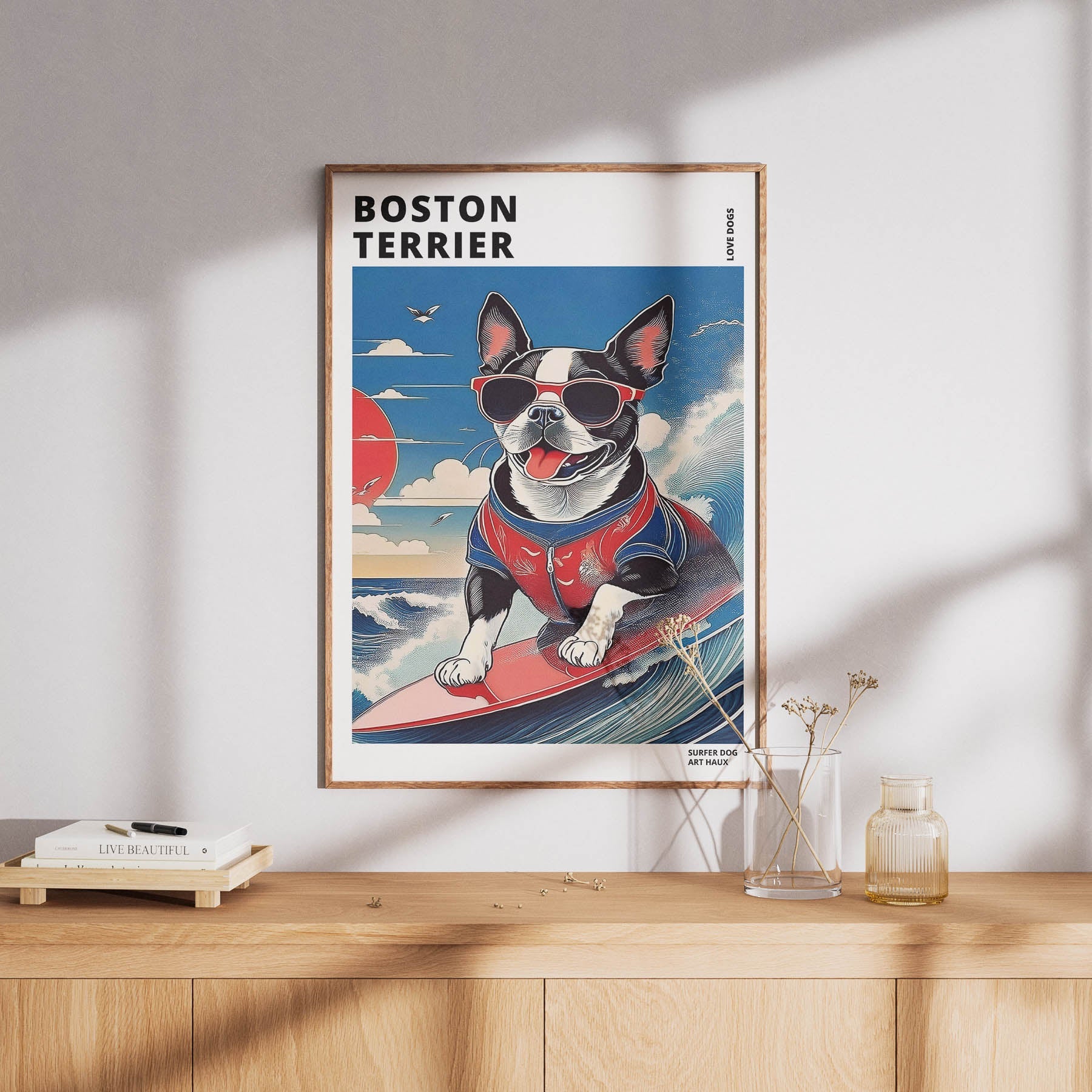 Boston Terrier Hokosai Surfer Dogs 1 image 8