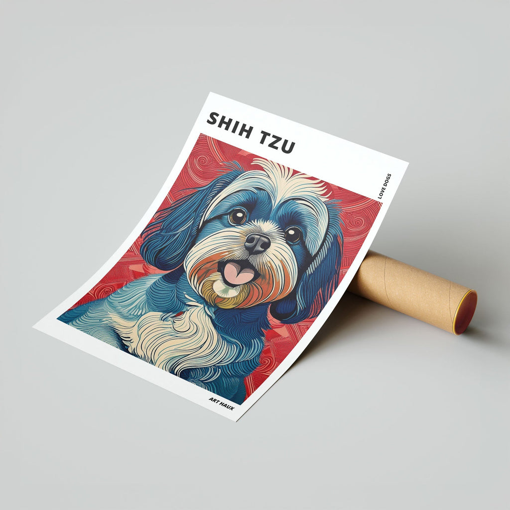 Shih Tzu Hokusai Japanese Inspired Dog Series with Text image 6