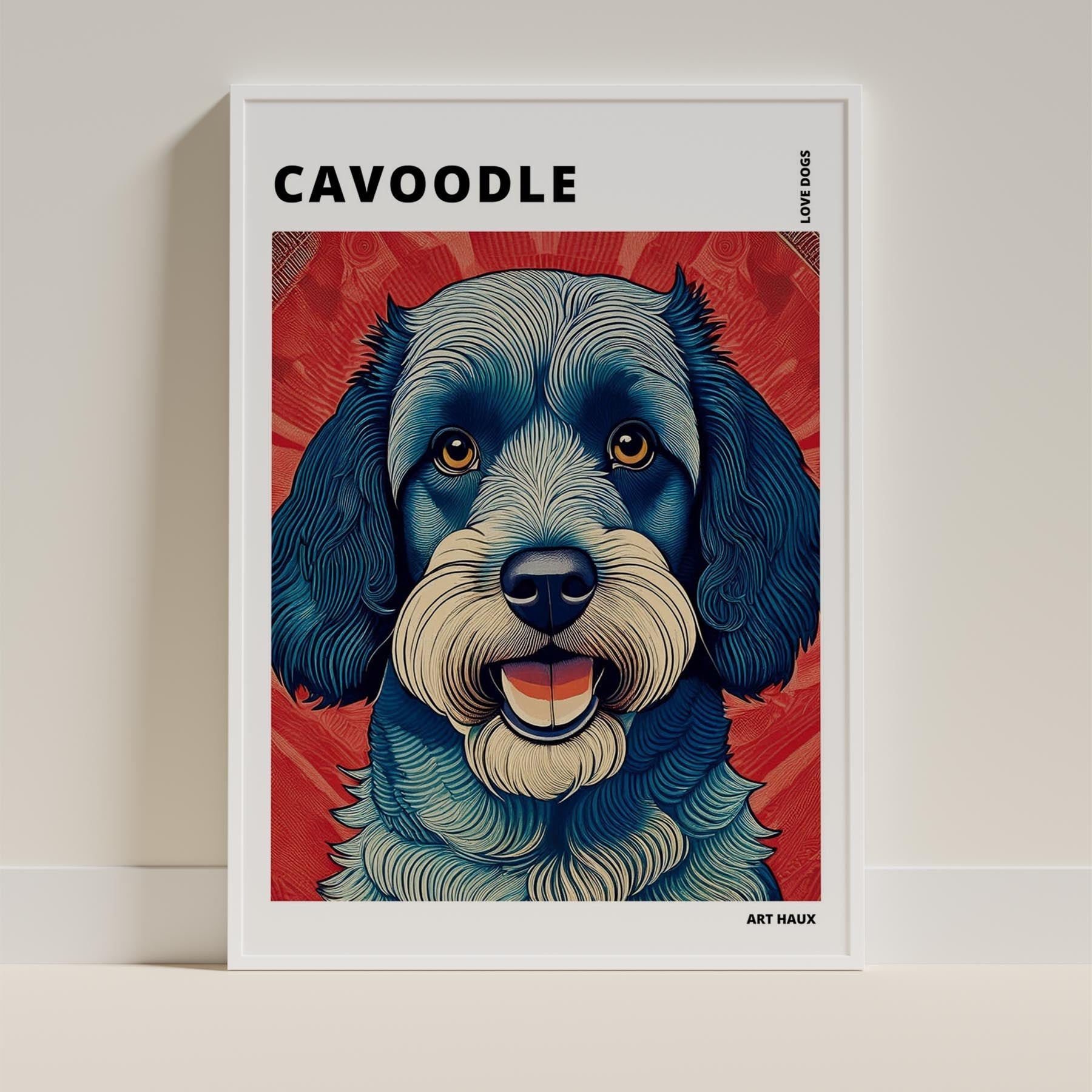 Cavoodle Hokusai Japanese Inspired Dog Series with Text image 8