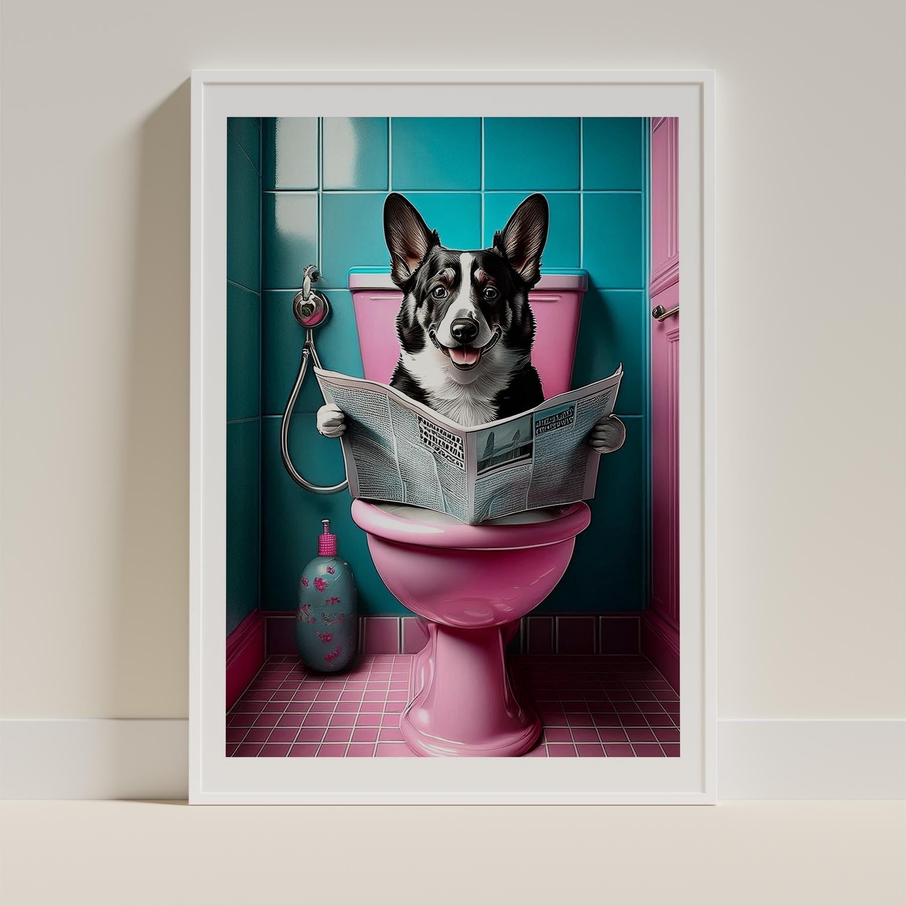 Corgi Toilet Dogs PInk and Turquise image 9