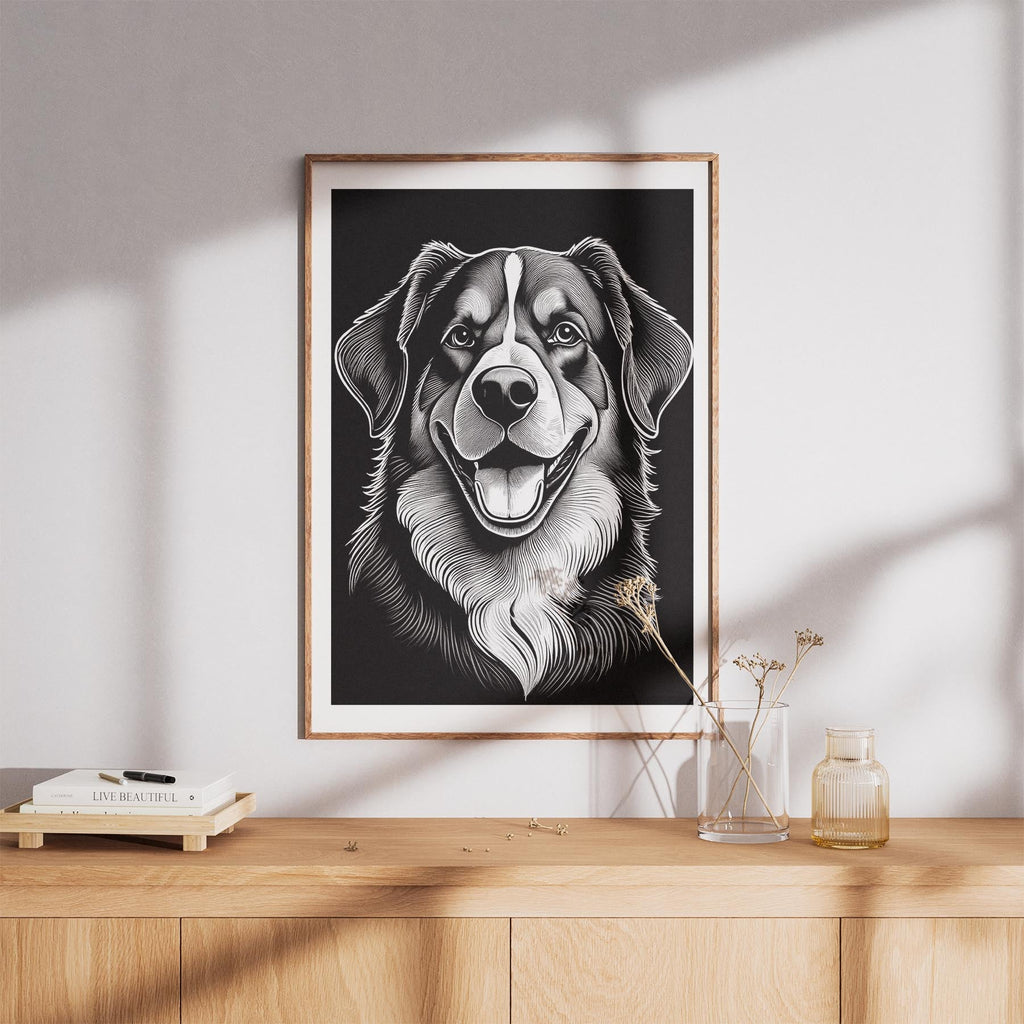 Bernese Mountain Dog Line Dog Series in Black and White image 8