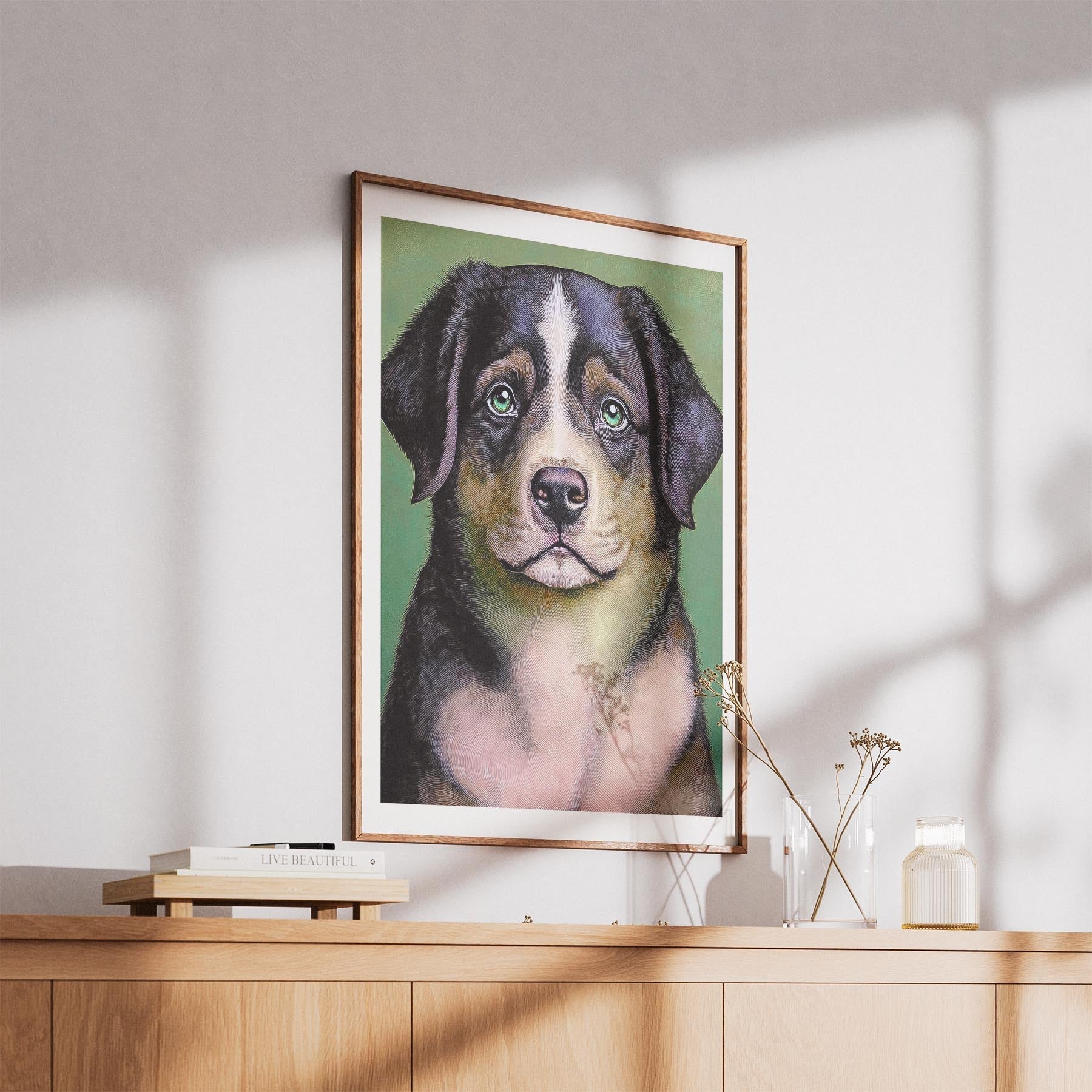 Bernese Mountain Dog Green Painted Series image 5