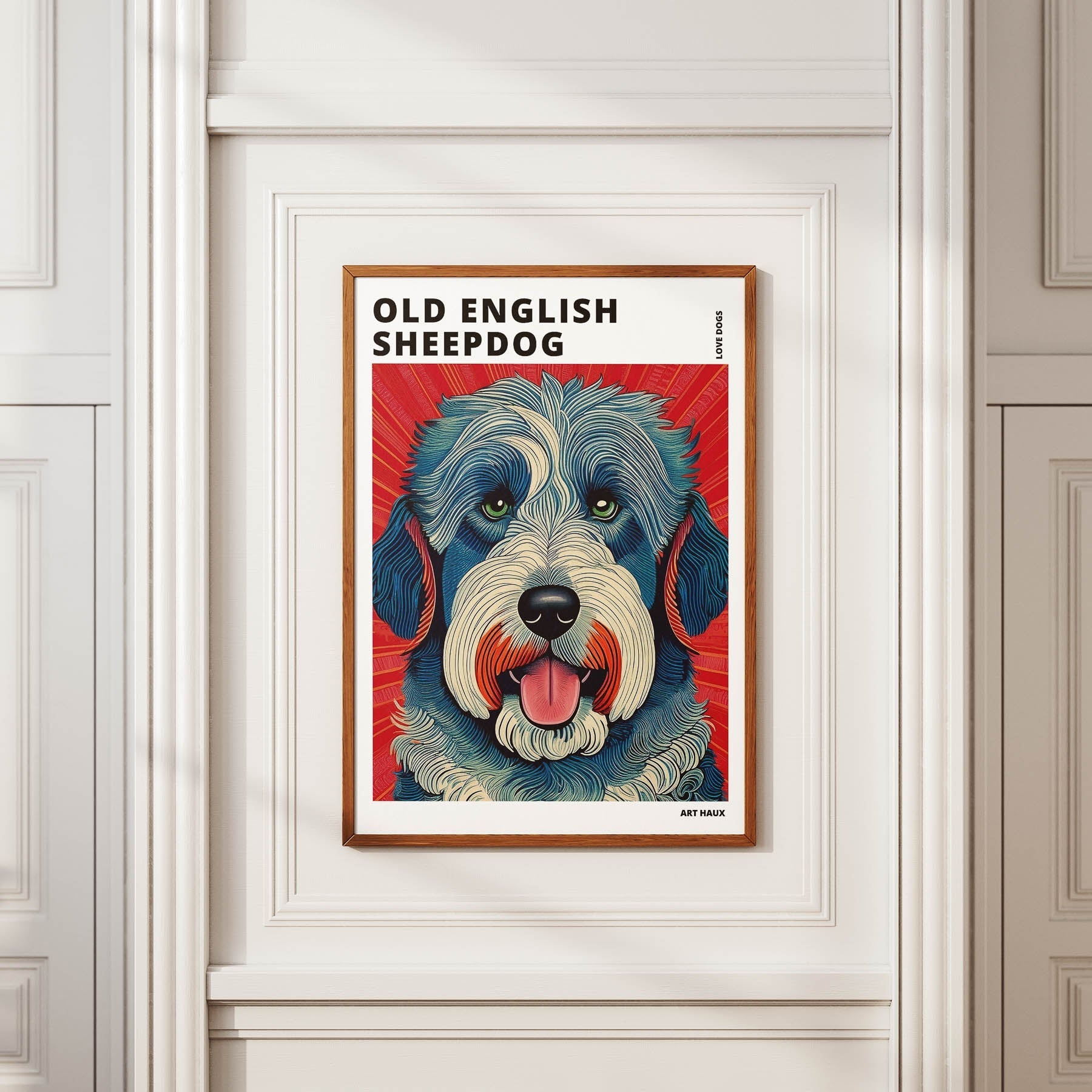 Old English Sheepdog Hokusai Japanese Inspired Dog Series with Text image 3