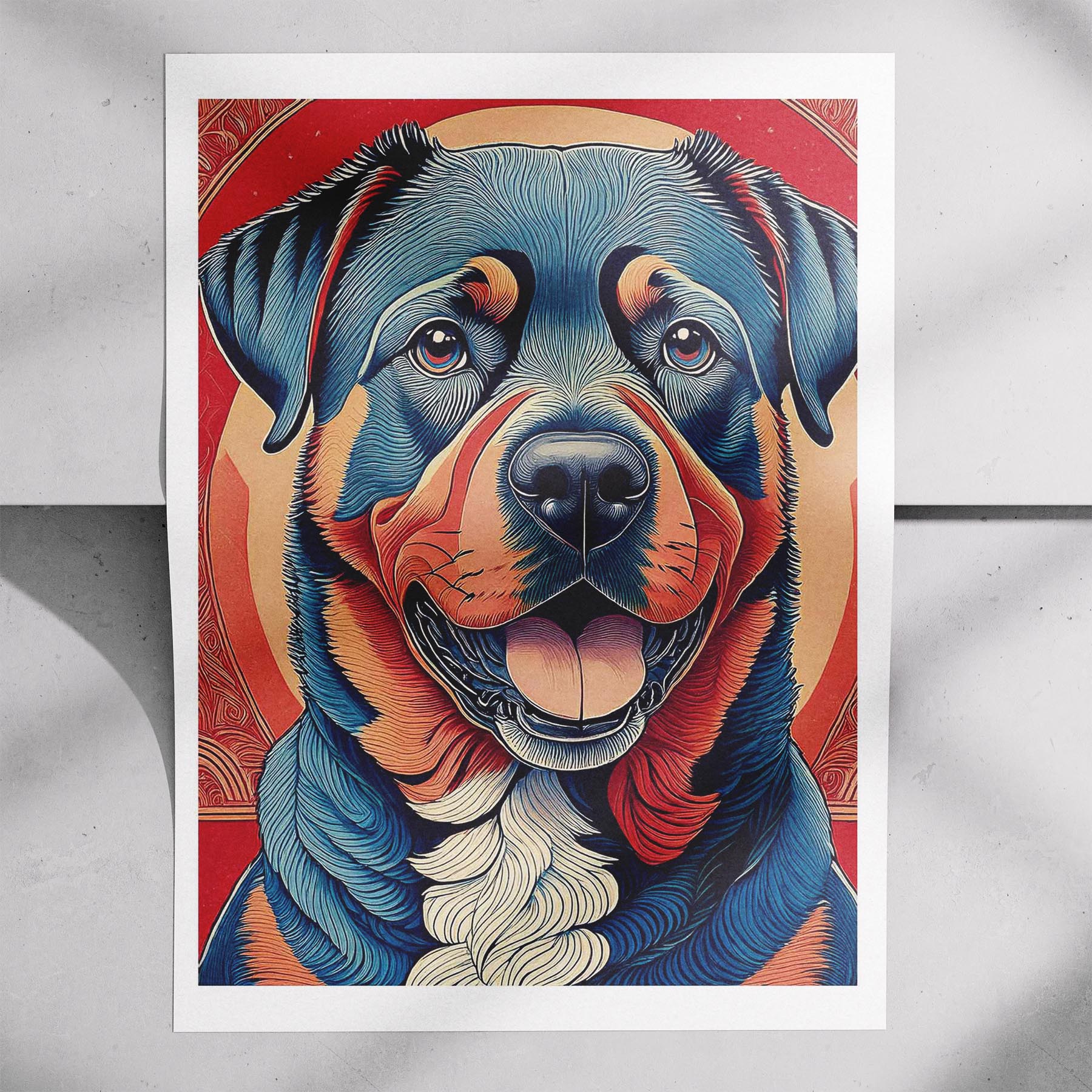 Rottweiler Hokusai Japanese Inspired Dog Series 1 image 7