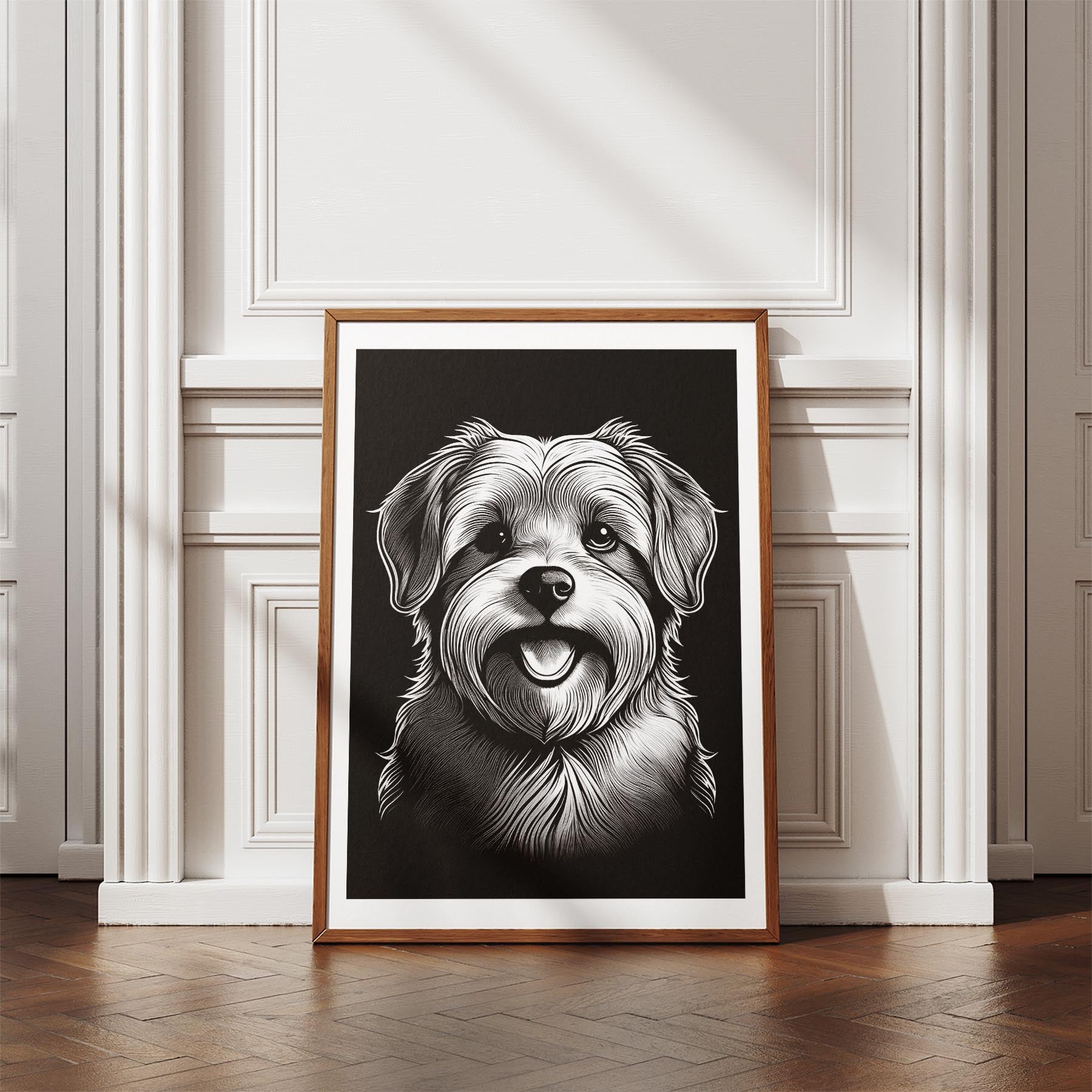 Maltese Line Dog Series in Black and White image 4