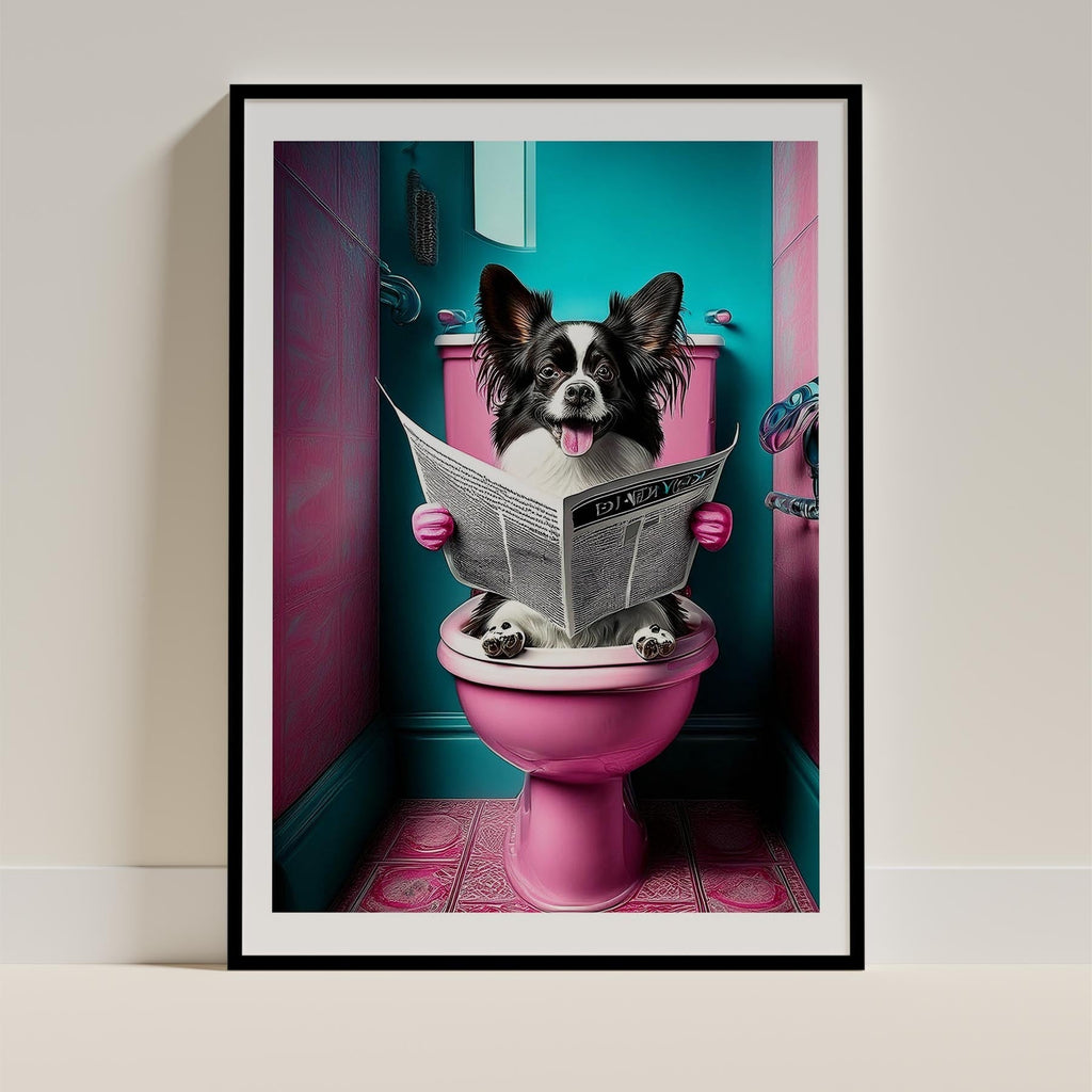 Papillon Toilet Dogs PInk and Turquise image 0