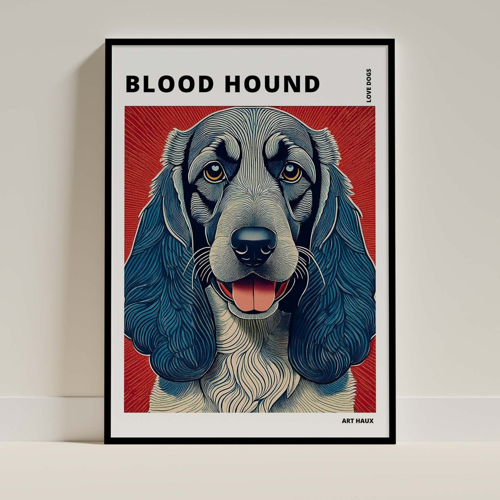 Bloodhound Hokusai Japanese Inspired Dog Series with Text image 0