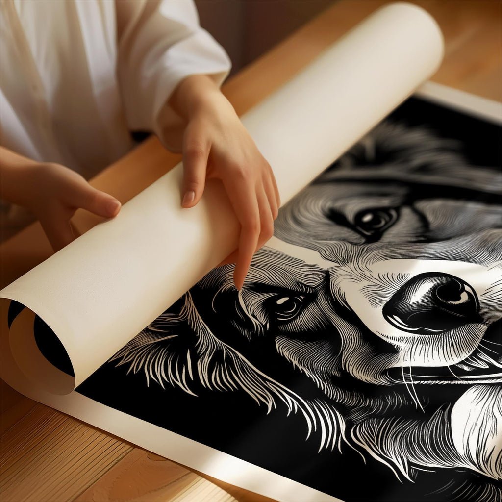 Border Collie Line Dog Series in Black and White image 1