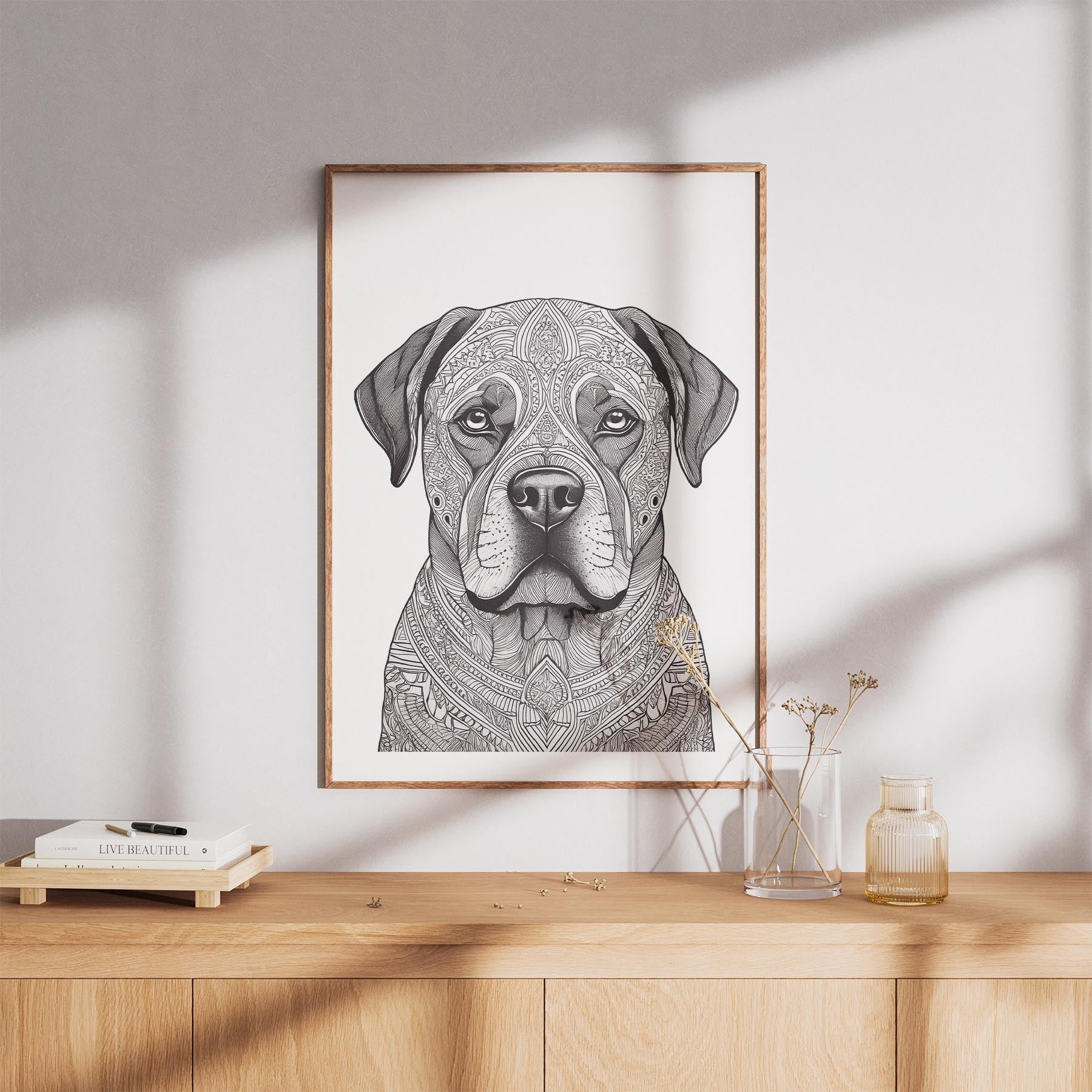 Bullmastiff Mandala Black and White Dog Series image 8