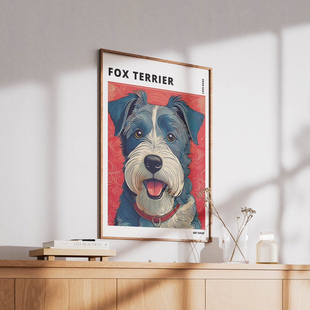 Fox Terrier Hokusai Japanese Inspired Dog Series with Text image 5
