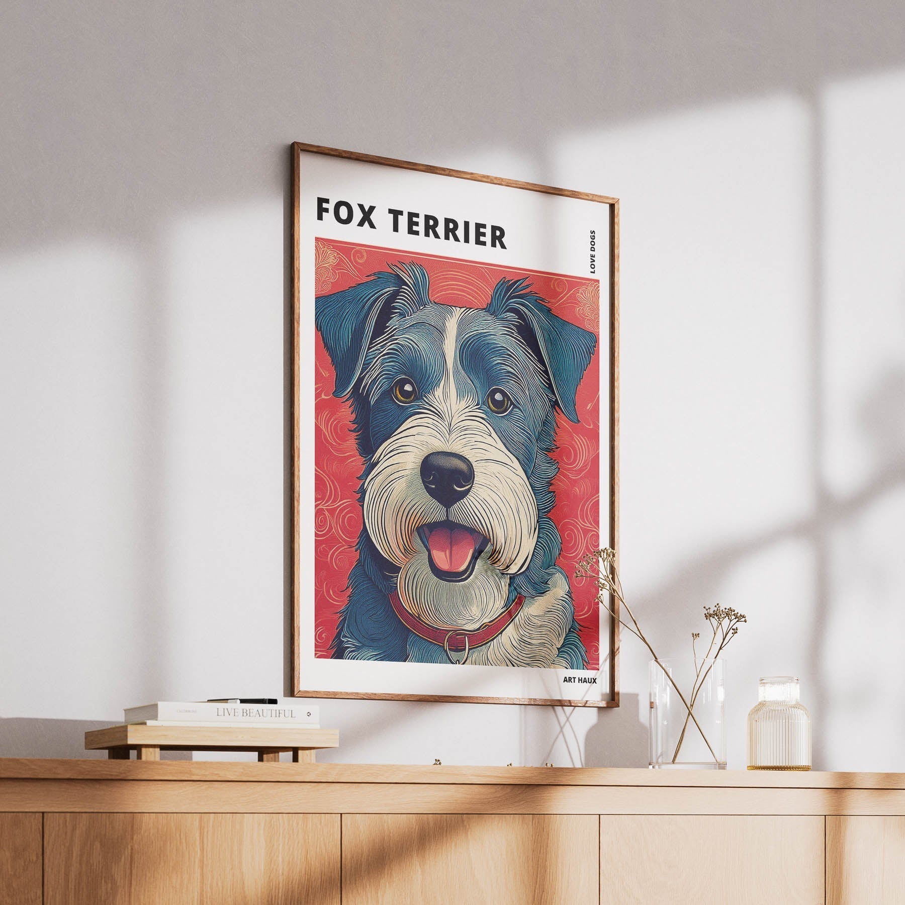 Fox Terrier Hokusai Japanese Inspired Dog Series with Text image 5