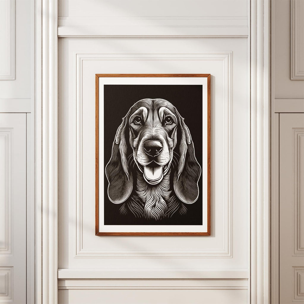 Bloodhound Line Dog Series in Black and White image 3