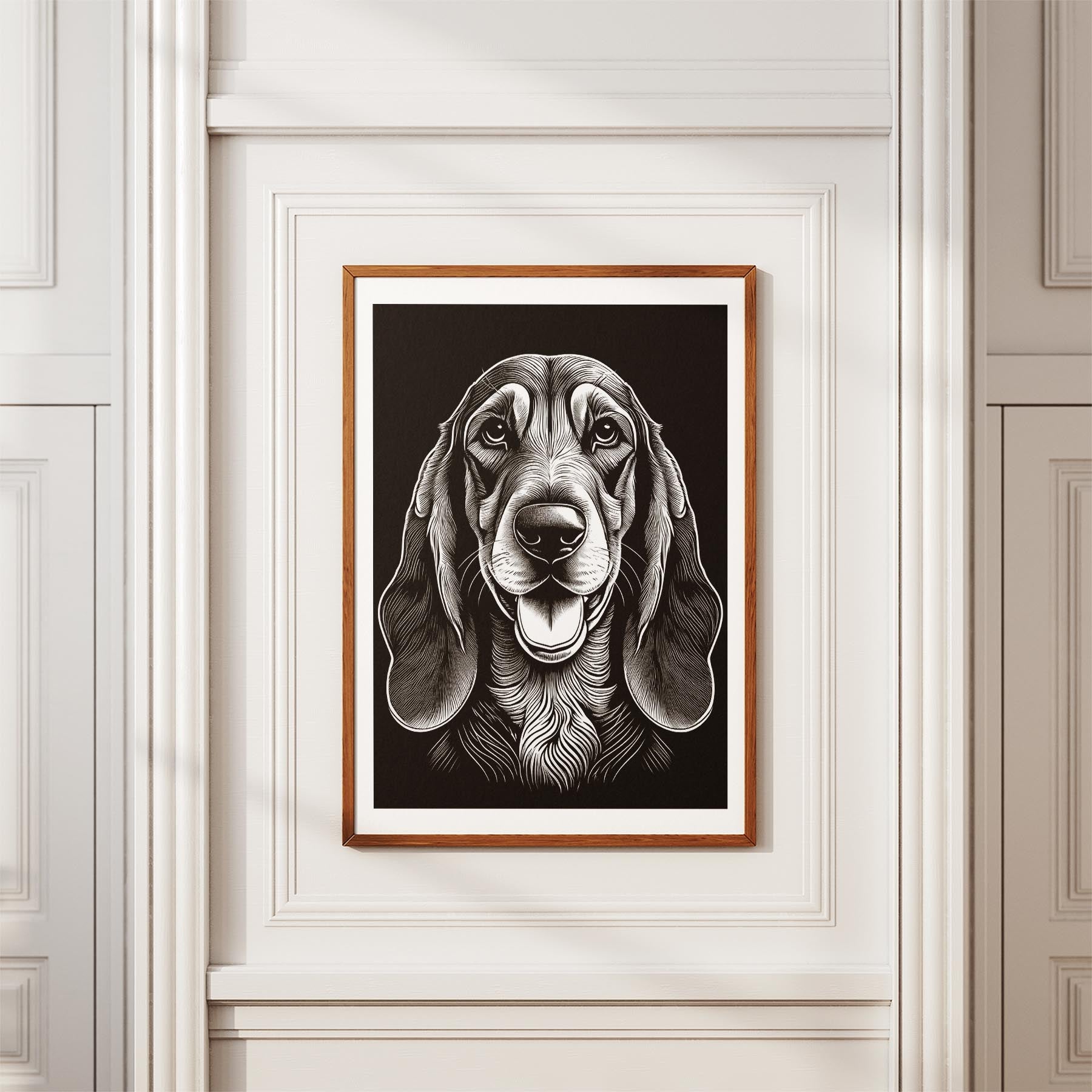 Bloodhound Line Dog Series in Black and White image 3