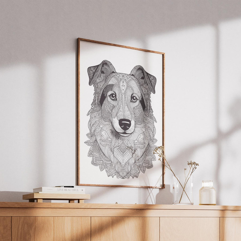 Shetland Sheepdog Mandala Black and White Dog Series image 5