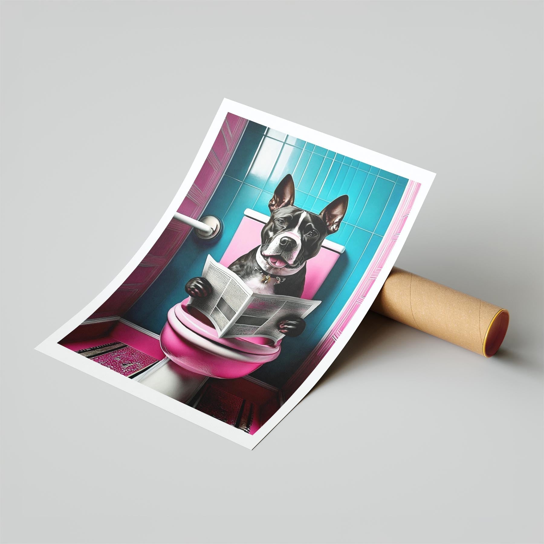 American Staffordshire Terrier Toilet Dogs PInk and Turquise image 6