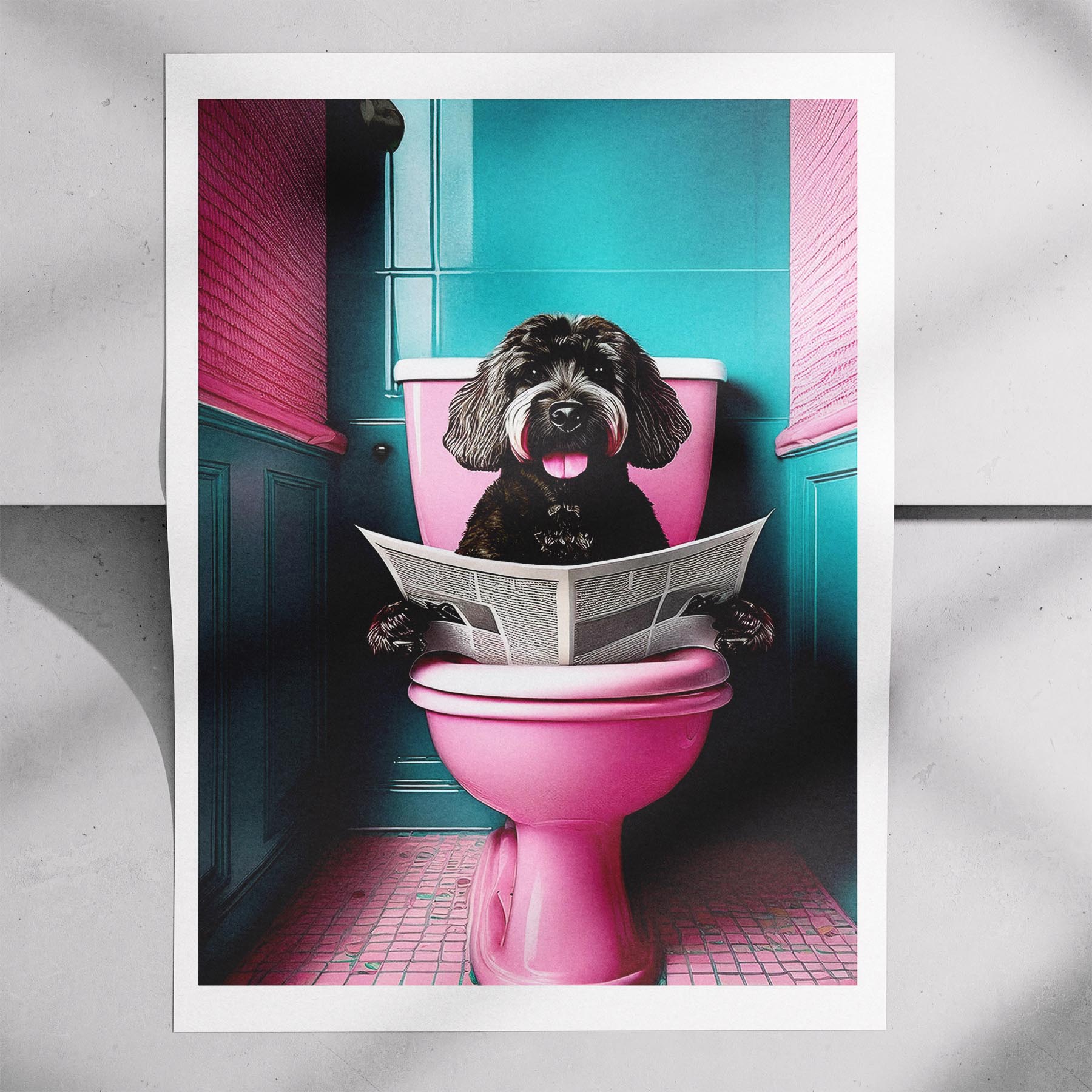 Groodle Toilet Dogs PInk and Turquise image 7