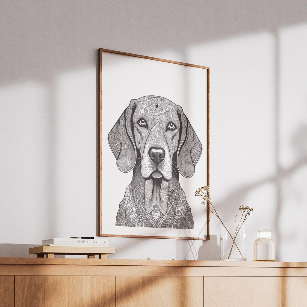 Bloodhound Mandala Black and White Dog Series image 5