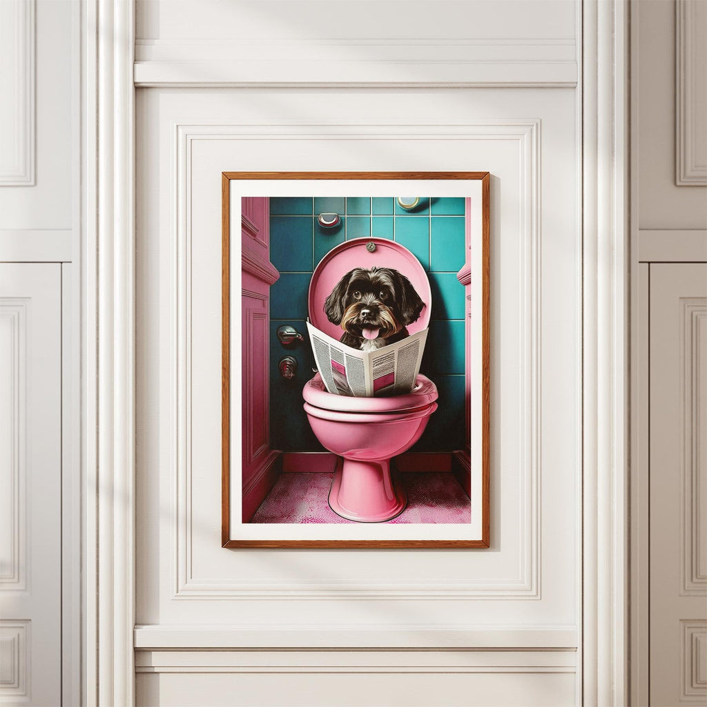 Havanese Toilet Dogs PInk and Turquise image 3