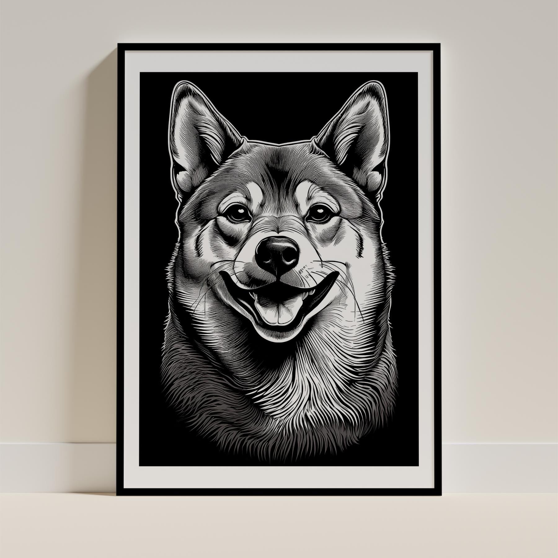 Shiba Line Dog Series in Black and White image 0