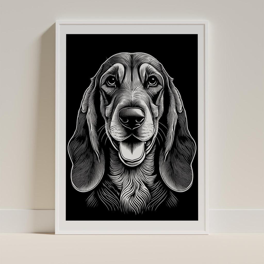 Bloodhound Line Dog Series in Black and White image 9