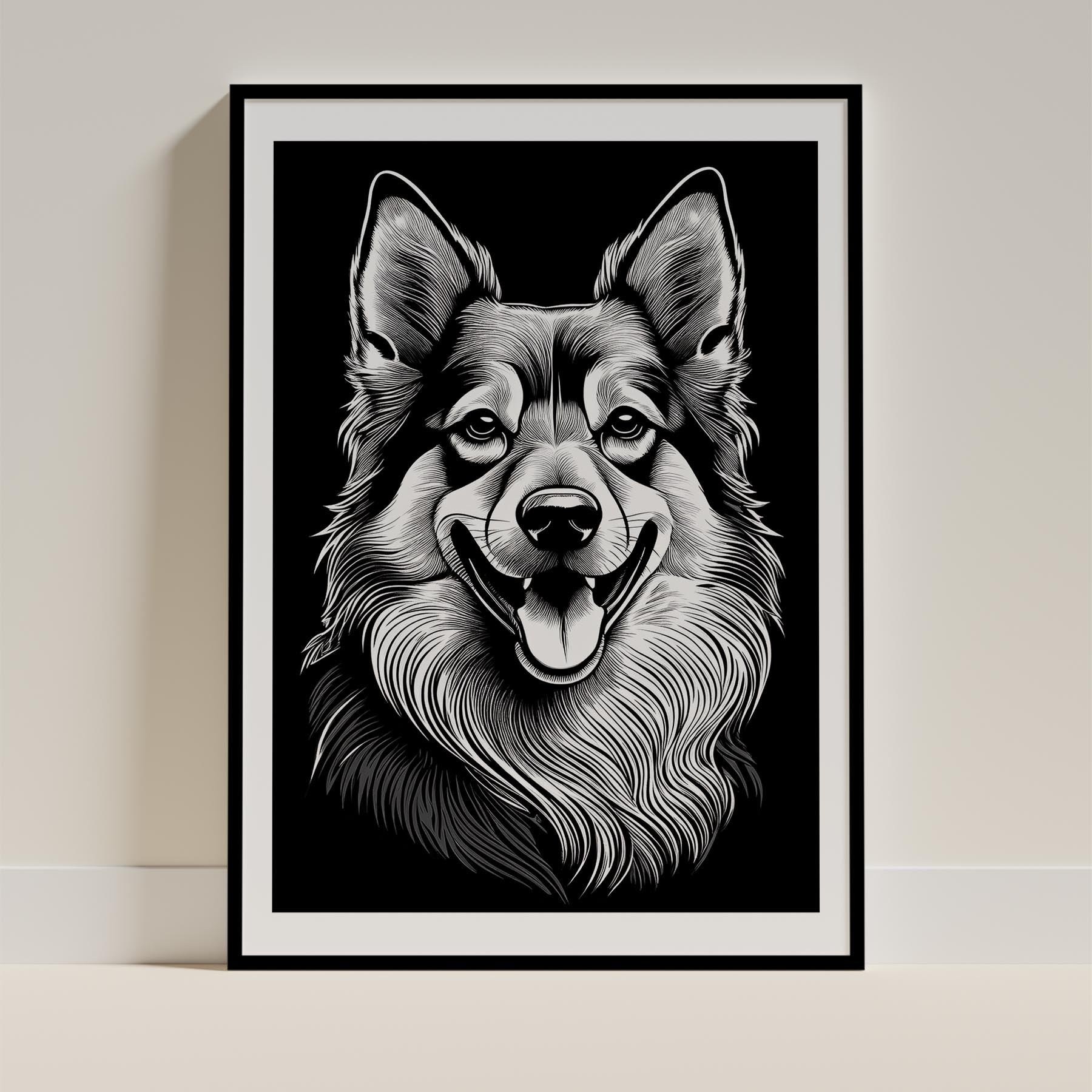 German Spitz Line Dog Series in Black and White image 0