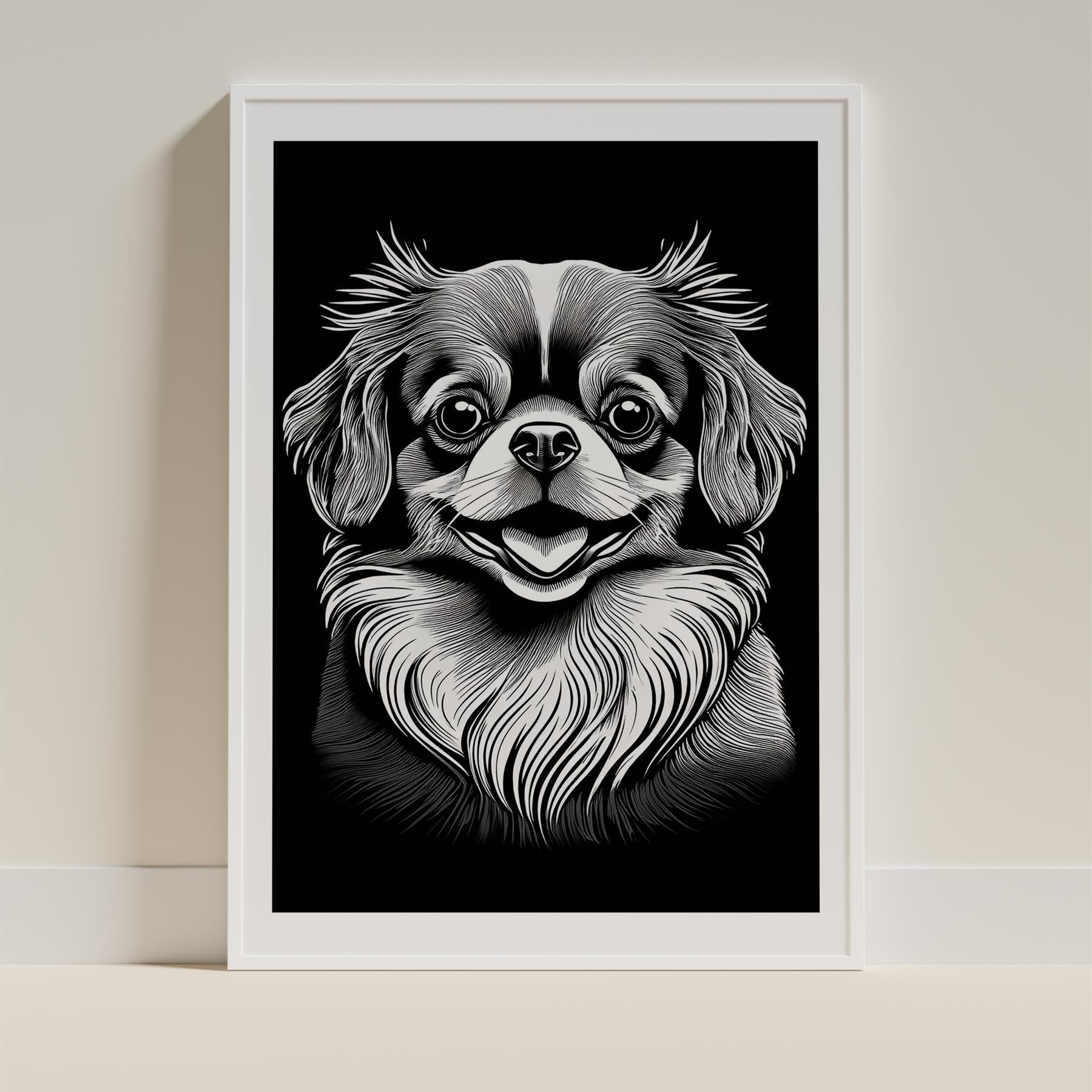 Pomeranian Line Dog Series in Black and White image 9