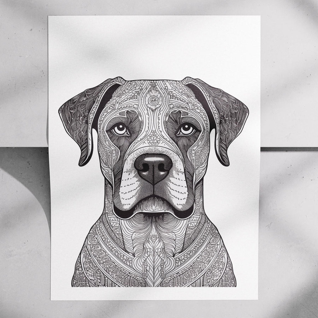 Boxer Mandala Black and White Dog Series image 7