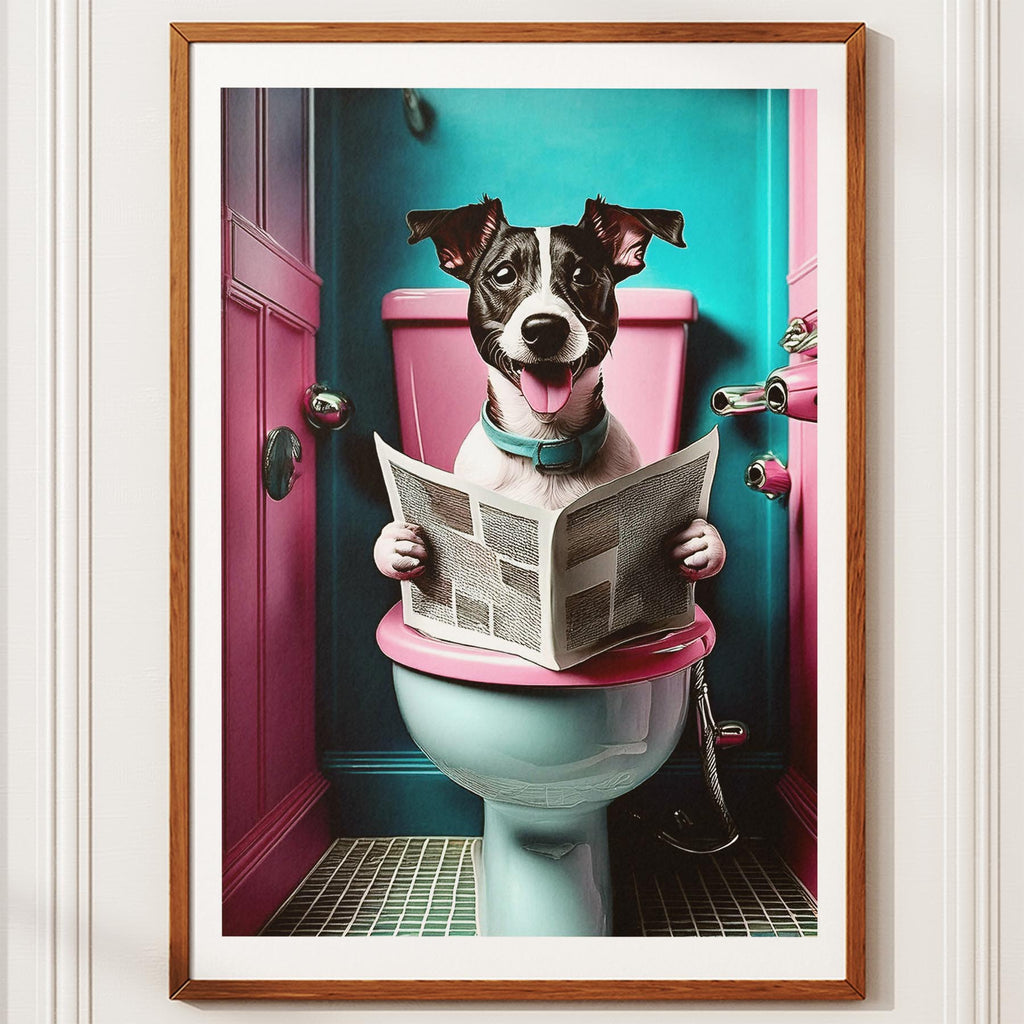 Jack Russell Toilet Dogs PInk and Turquise image 10