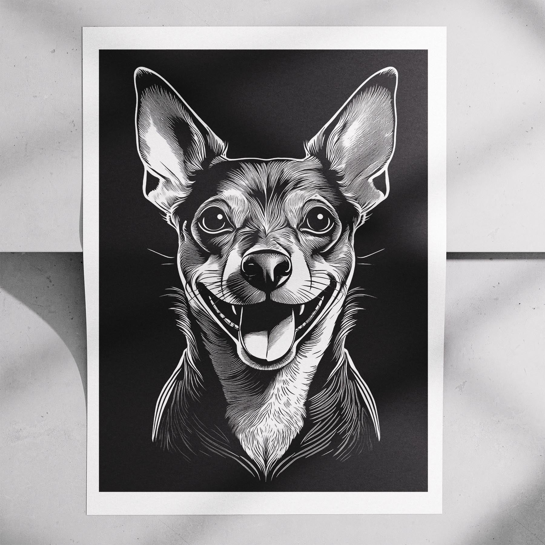 Miniature Pinscher Line Dog Series in Black and White image 7