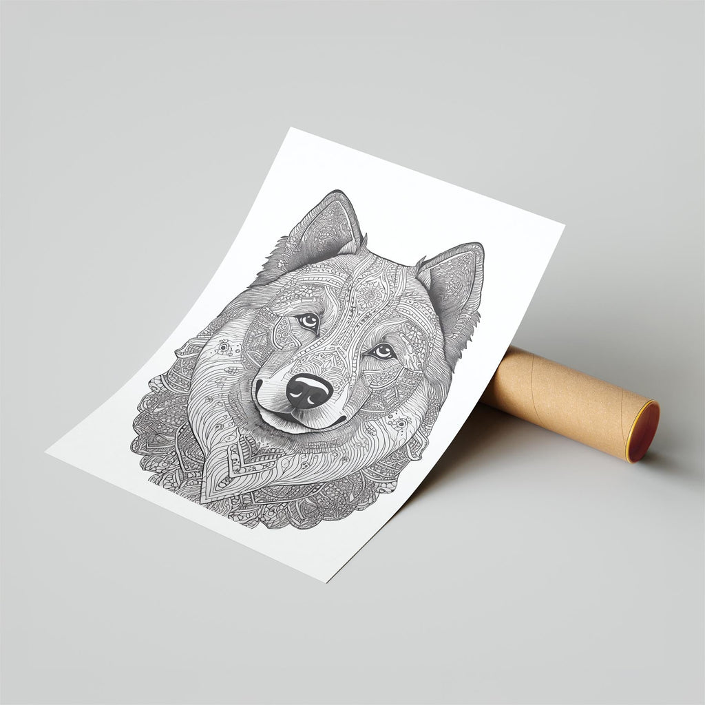 Samoyed Mandala Black and White Dog Series image 6