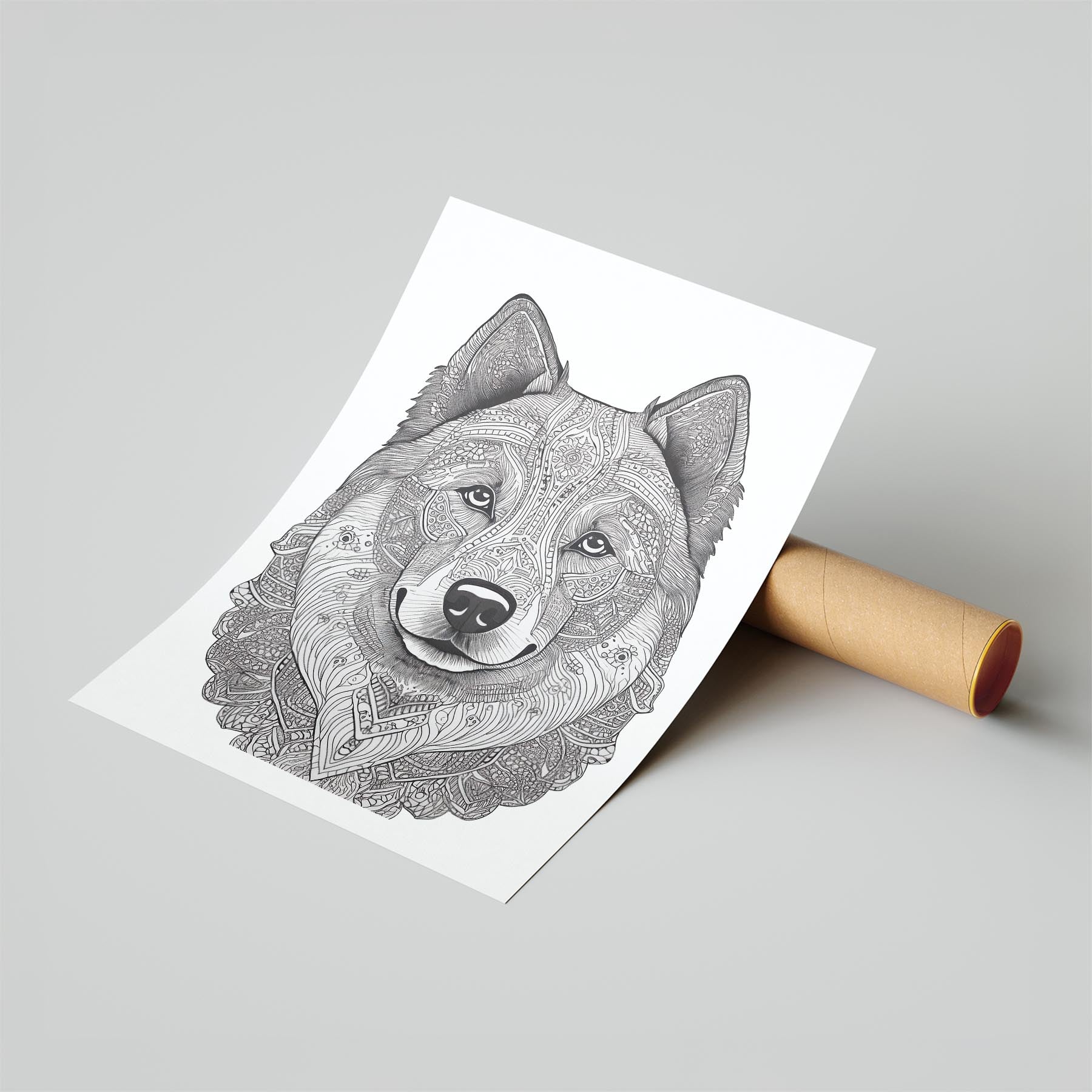 Samoyed Mandala Black and White Dog Series image 6