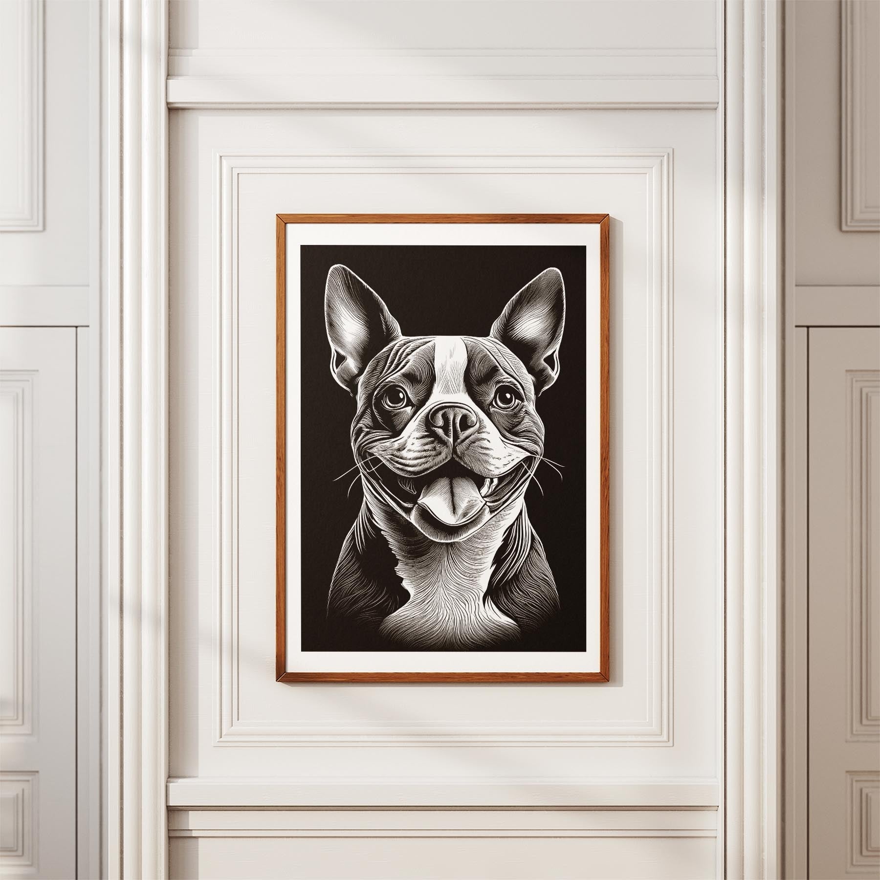 Boston Terrier Line Dog Series in Black and White image 3