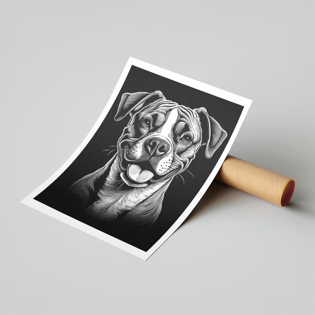 Boxer Line Dog Series in Black and White image 6