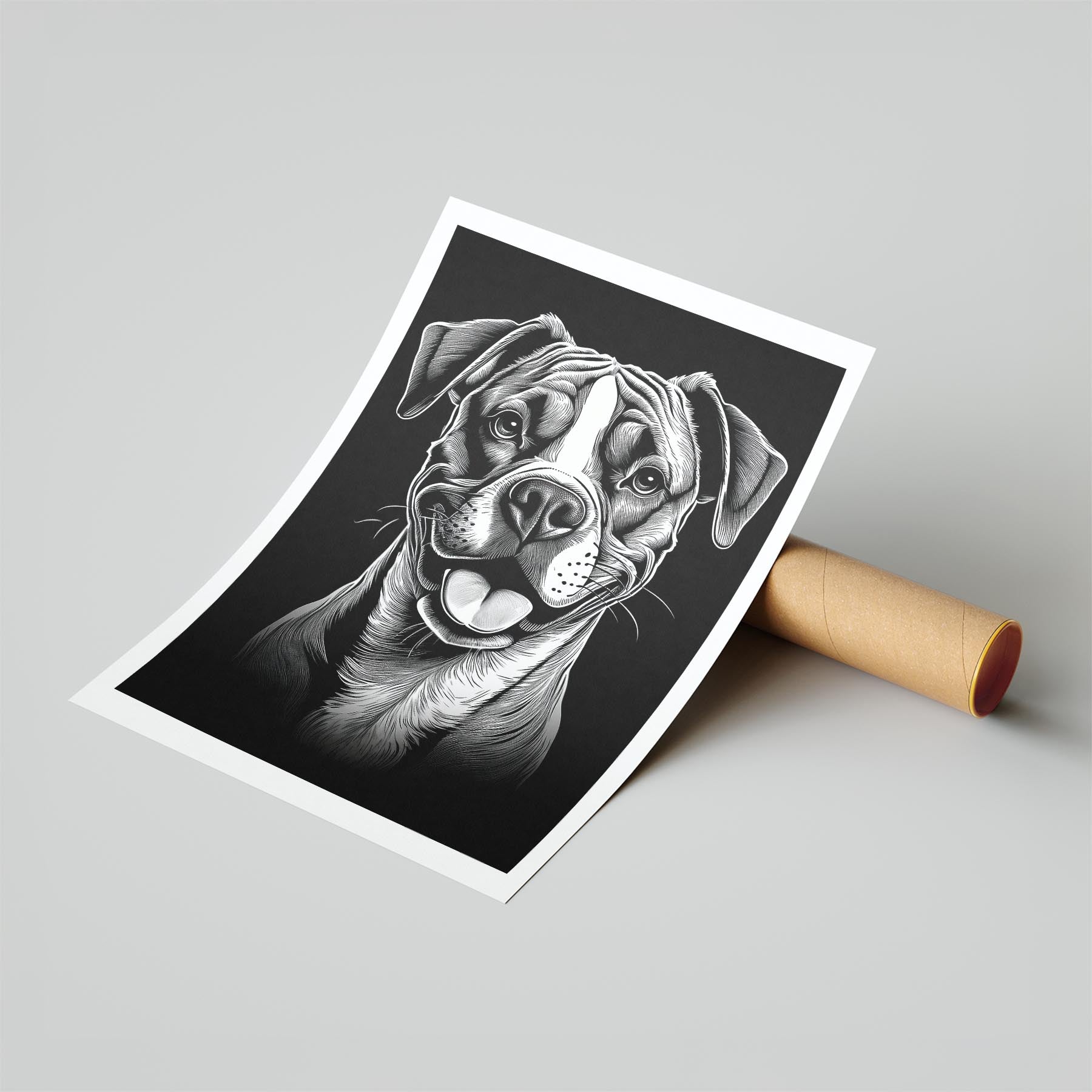 Boxer Line Dog Series in Black and White image 6