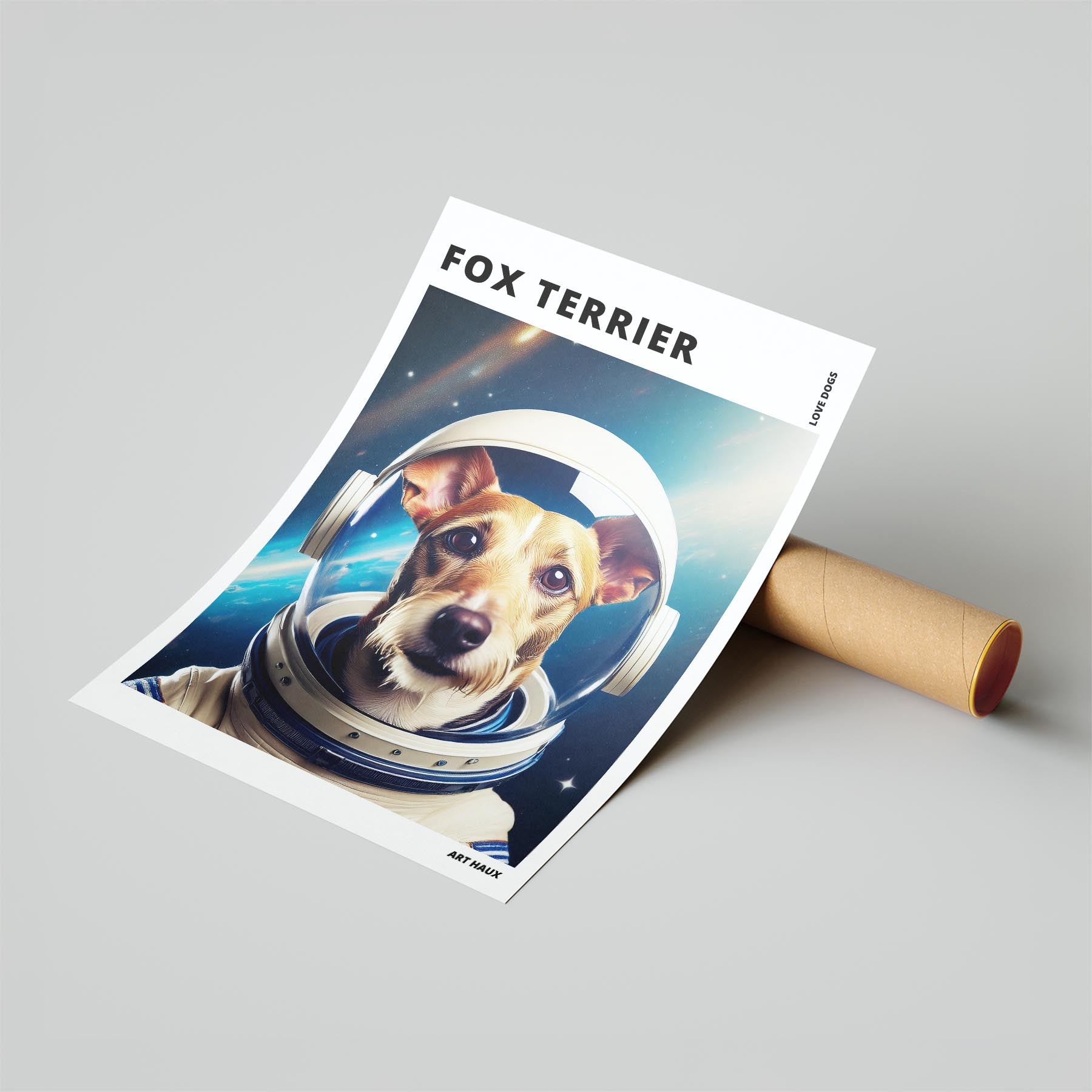 Fox Terrier Astronaut Dog Series with Text Astro Dog image 6