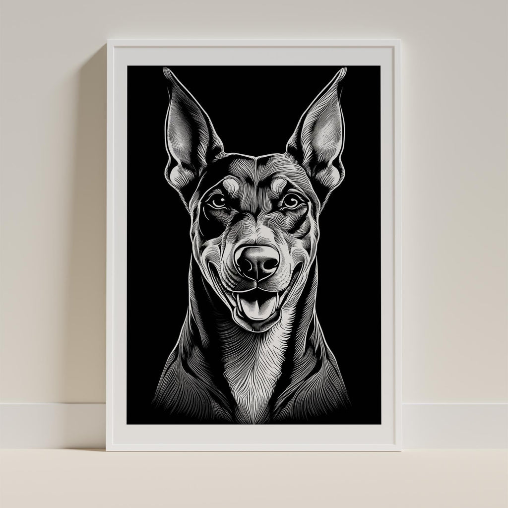 Doberman Line Dog Series in Black and White image 11
