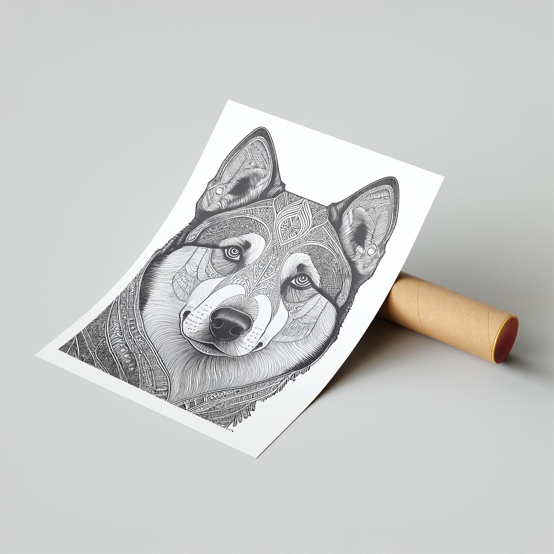 Alaskan Malamute Mandala Black and White Dog Series image 6